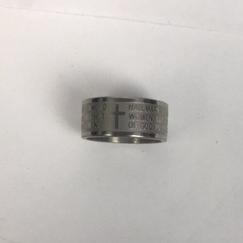 Stainless Steel English Lord's Prayer  Hail Marry 3mmBand Ring  (Size 5 )