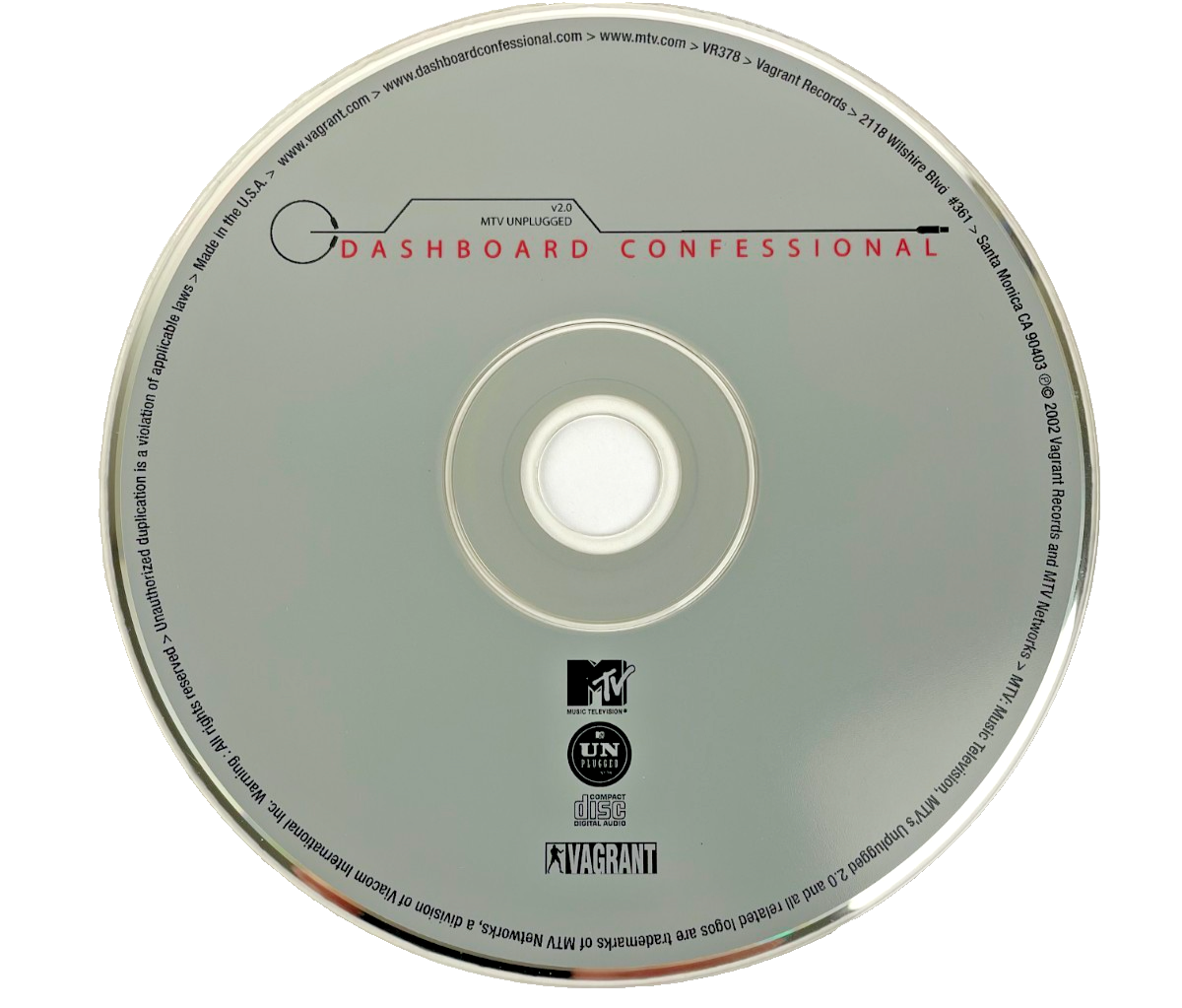CD Dashboard Confessional - MTV Unplugged V2.0 Digital Audio CD Vagrant 2002