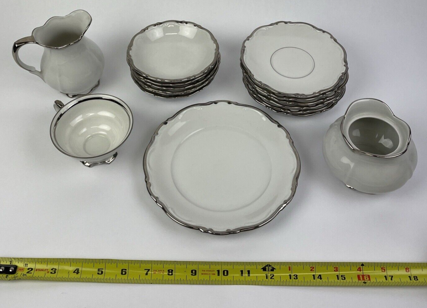 Lot 16 x  Mitterteich Z & Co. Bavaria Silver Lark Bowls Plates Tea Cup Elegance