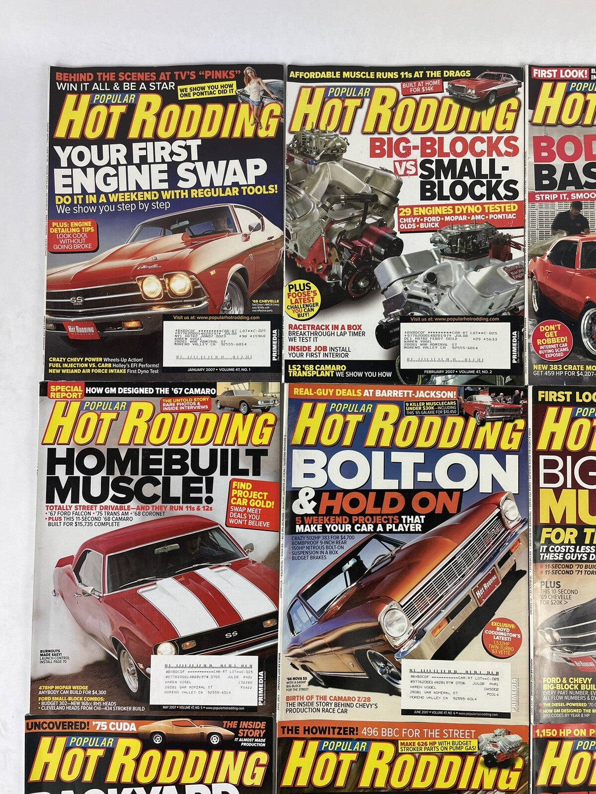 Lot of 12: Hot Rodding MAGAZINES Complete Full Set 12 issues Jan to Dec 2007