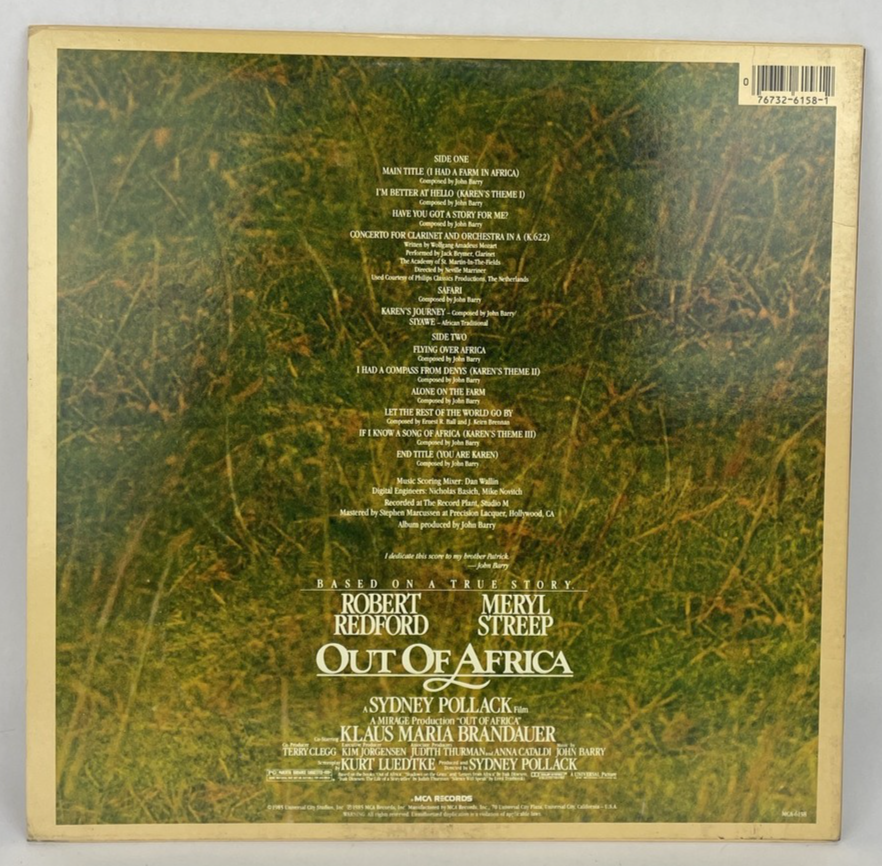 Out Of Africa ( Motion Picture Soundtrack ) 1985 LP Record  Vinyl LP 1985 - MINT
