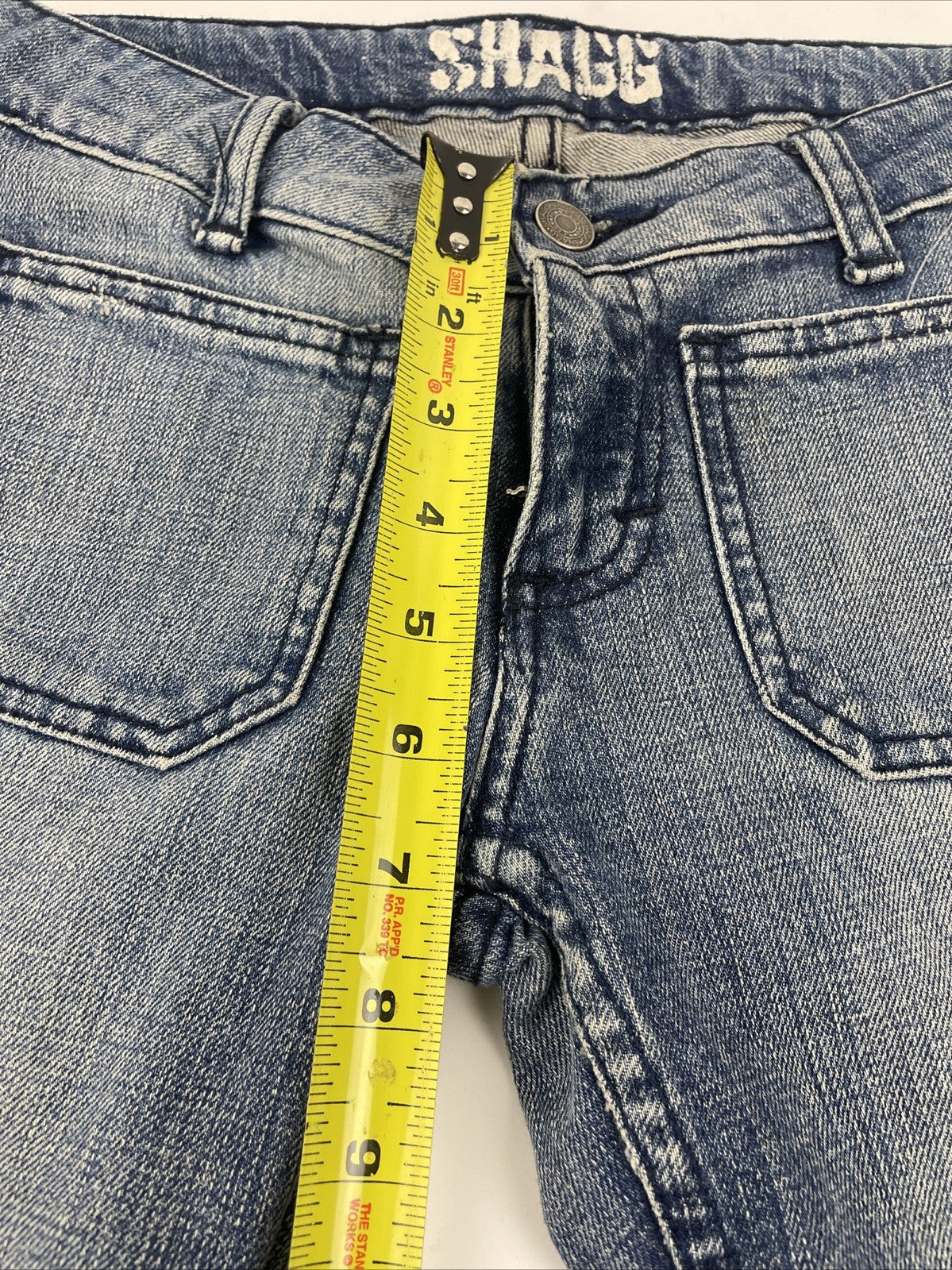 Shagg Denim Los Angeles Y2K Low Rise Bootcut Designer Jeans Sz 25 Light Wash