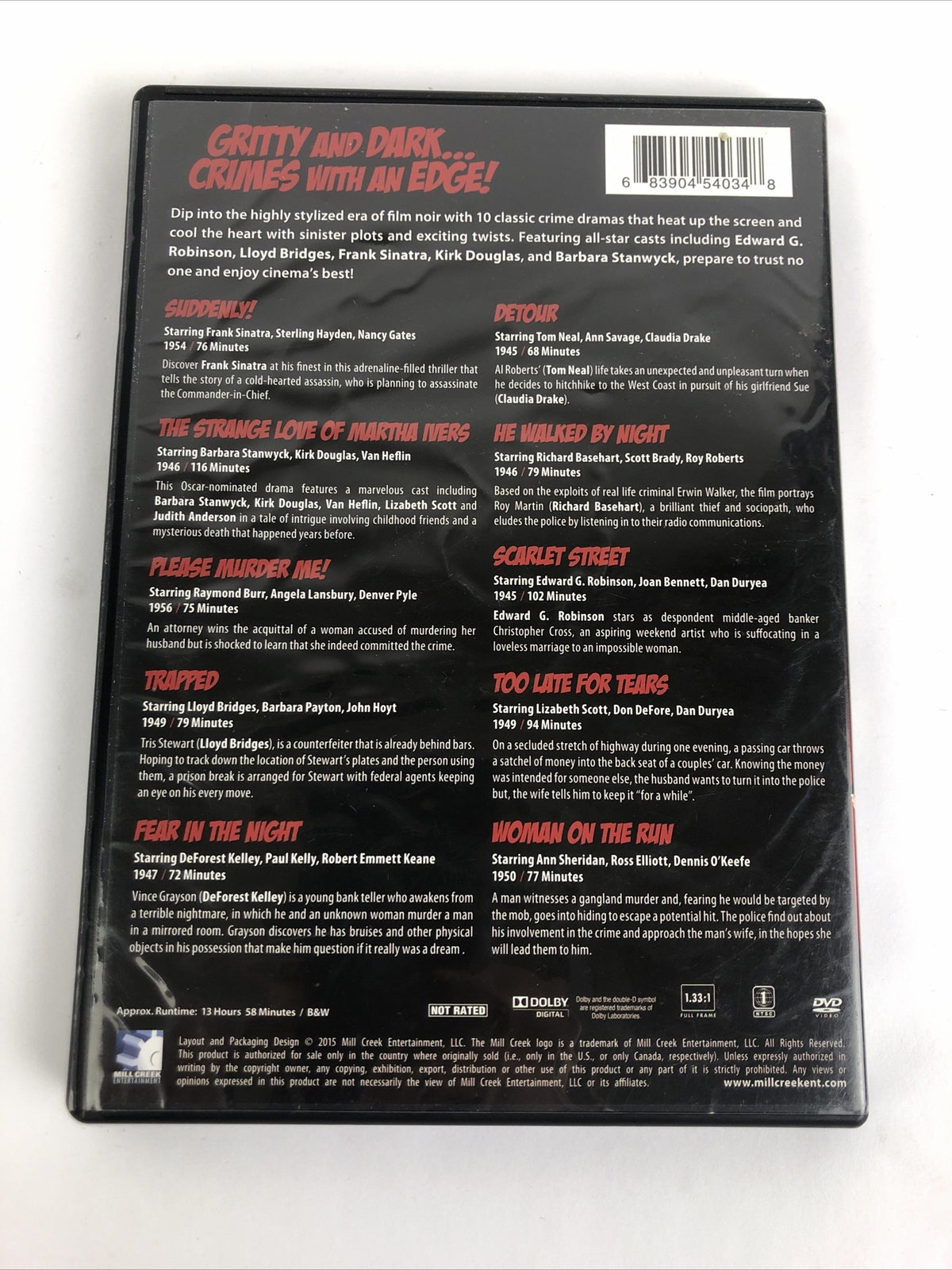 In the Shadows: 10 Classic Crime Dramas DVD 2015 3-Disc Set "Danger Death Dames"