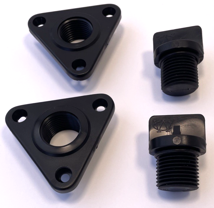 2 x Wilcox Crittenden Marine Drain Socket w Captice Screw Bung 3/4" Hole ID