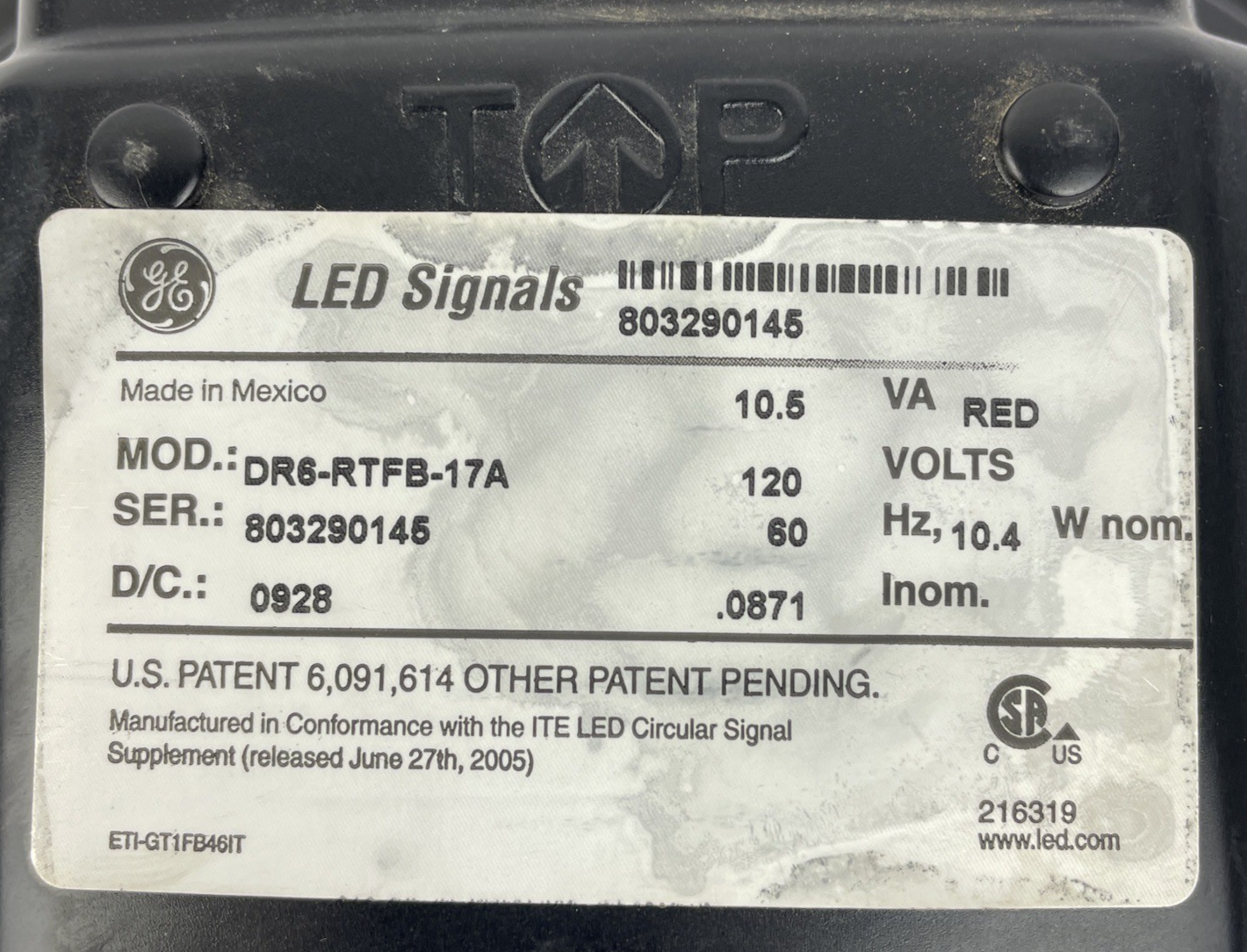 12" GE General Electric RED LED Traffic Light Signal Lens 120V DR6-RTFB-17A