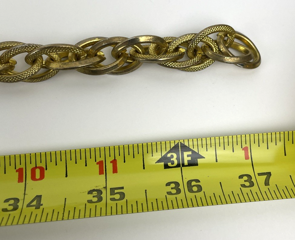 Vintage Long Gold Tone Thick Textured Design 3 Chain Toggle Belt OSFM