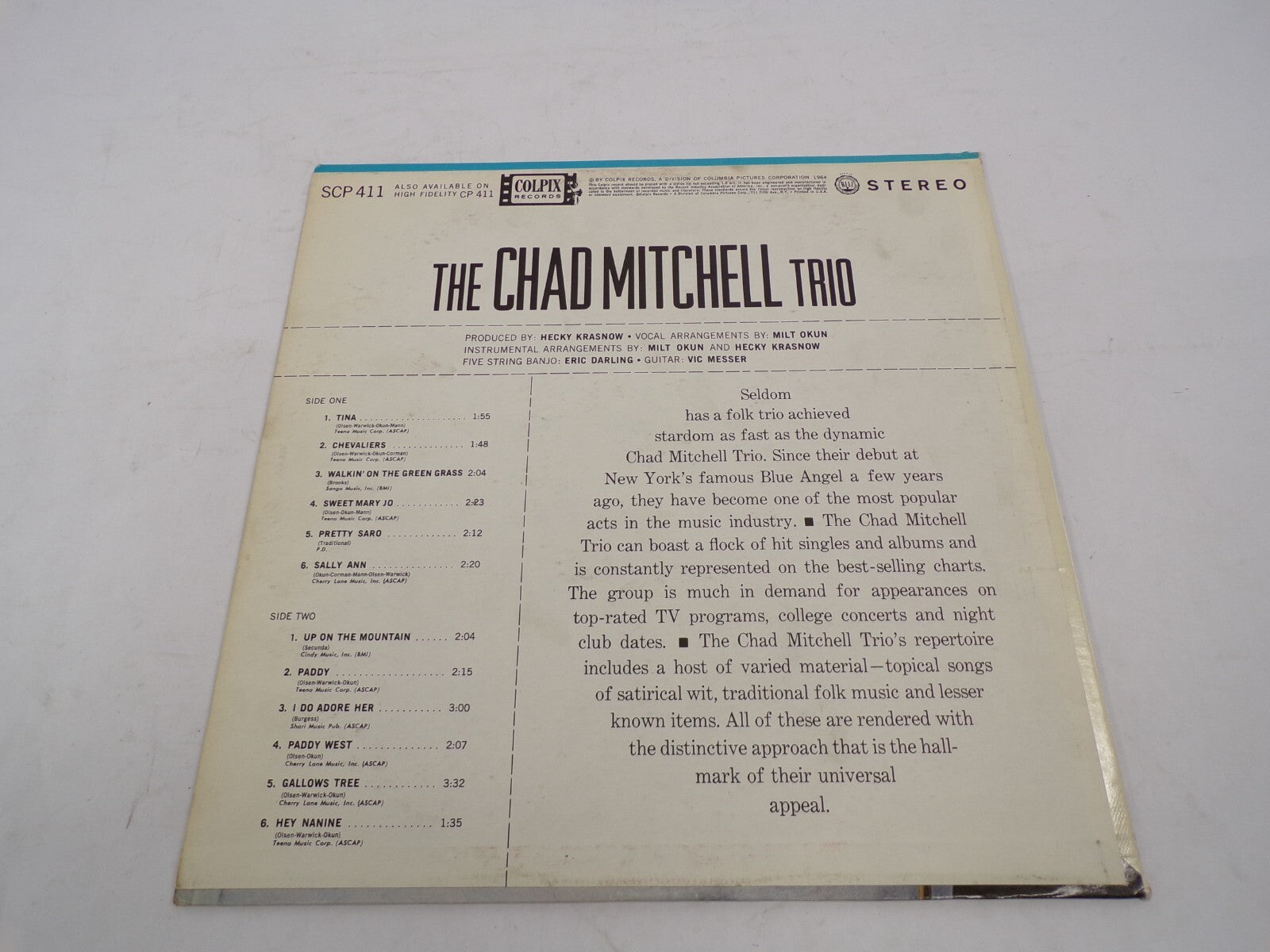 The Chad Mitchell Trio Arrives The Blue Angel Stereo Vinyl Record