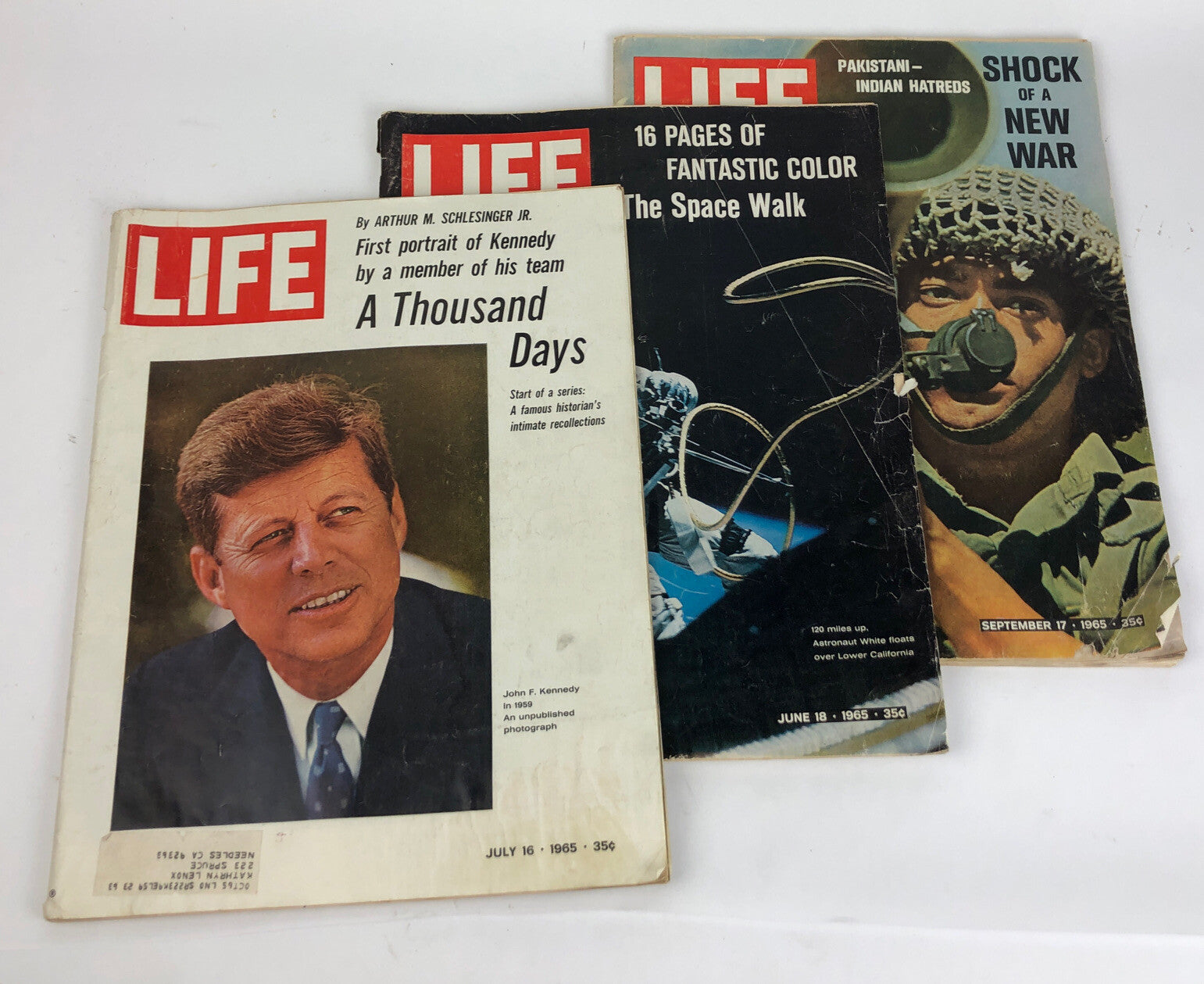 Lot of 3 1965 July 16 June 18 September 17 Life Magazine History  Space Kennedy
