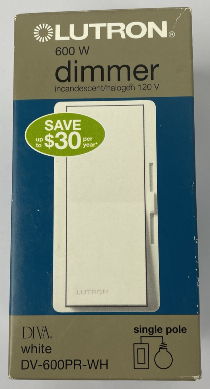 OEM Lutron Diva 600W Dimmer Wall Switch White DV-600PR-WH