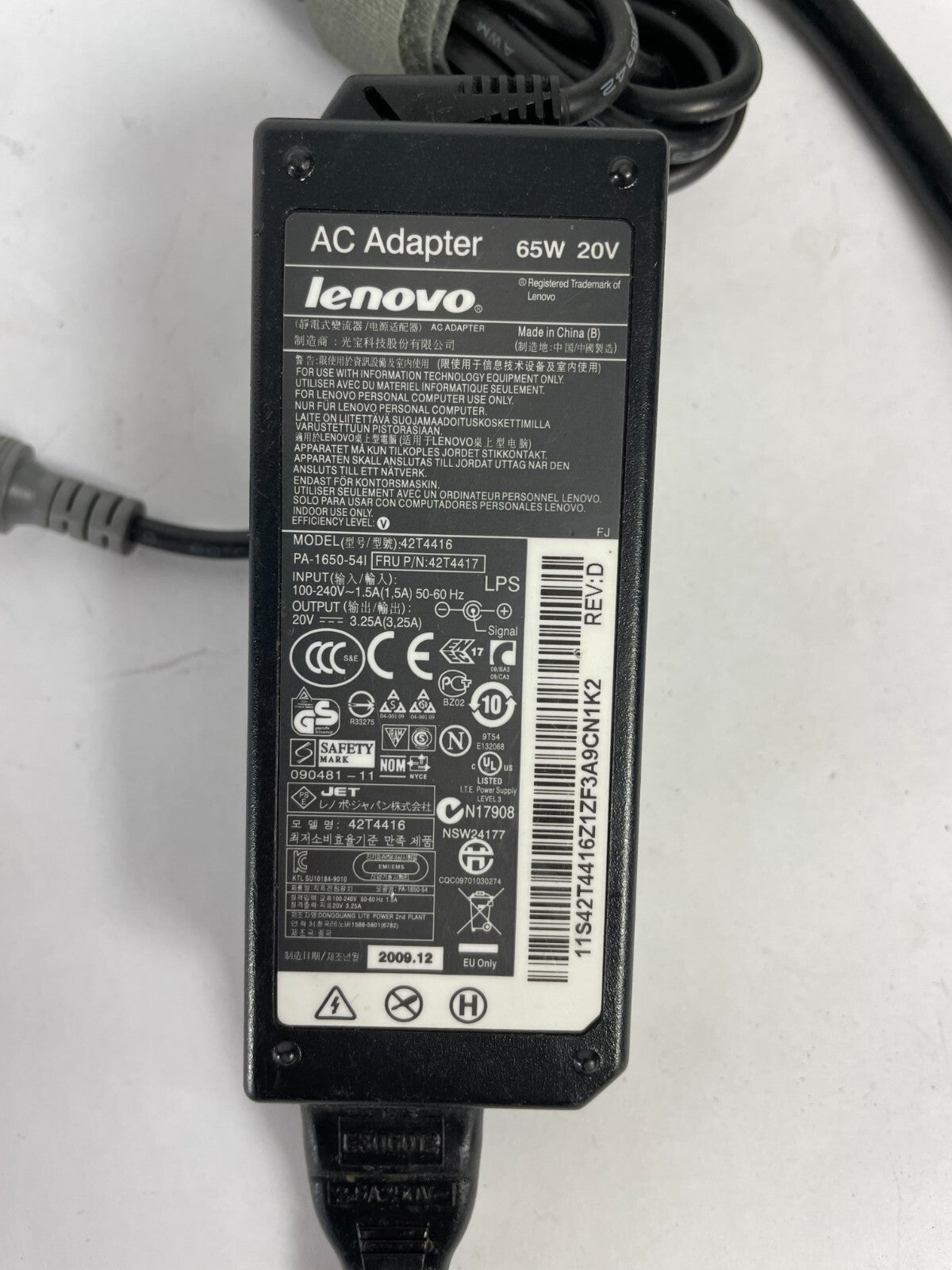 Genuine Lenovo 42T4416 Adapter Output 20 V 3.25 A Power Supply Adapter A53