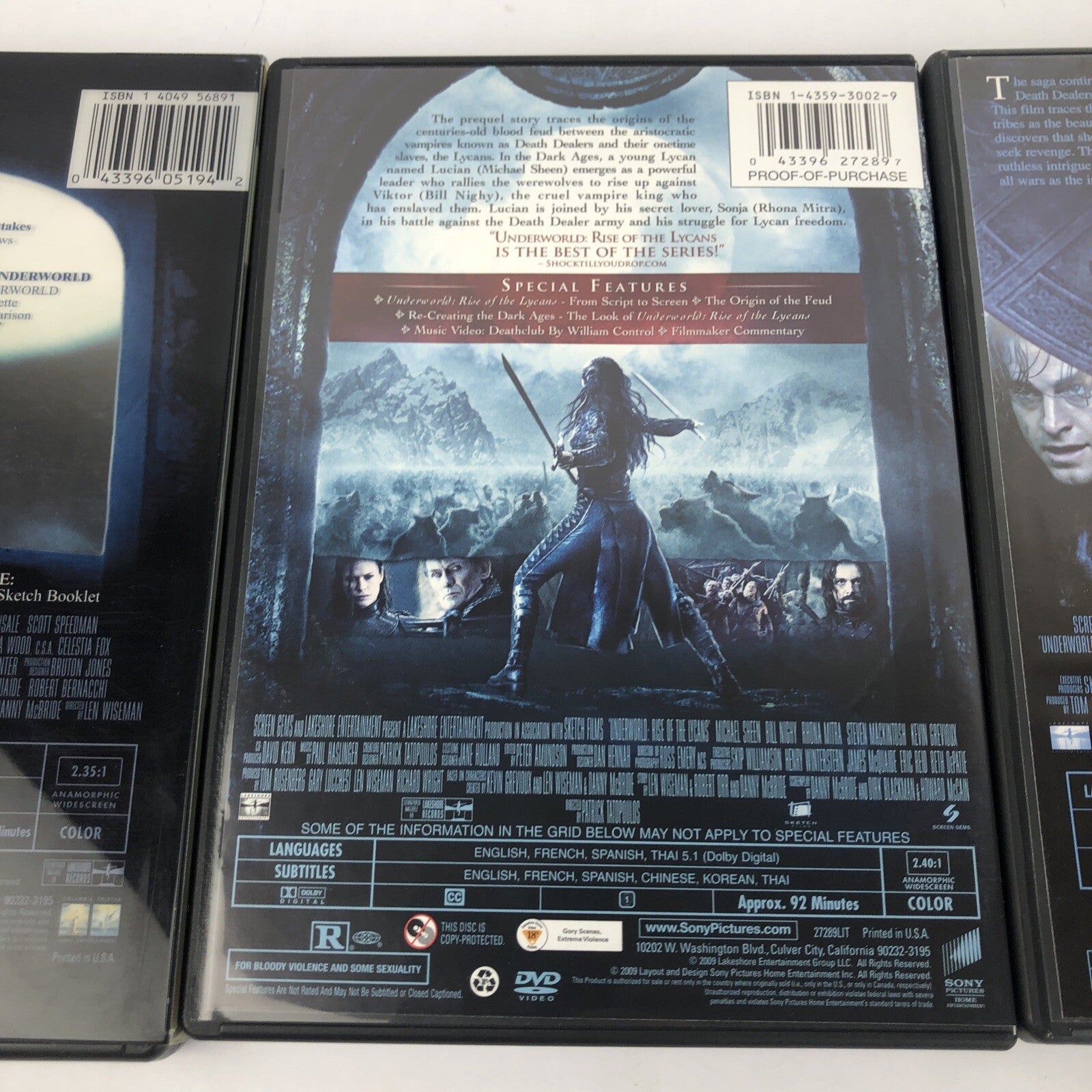 3 x Underworld Series DVD's Kate Beckinsale * Rise of the Lycans * EVOLUTION 