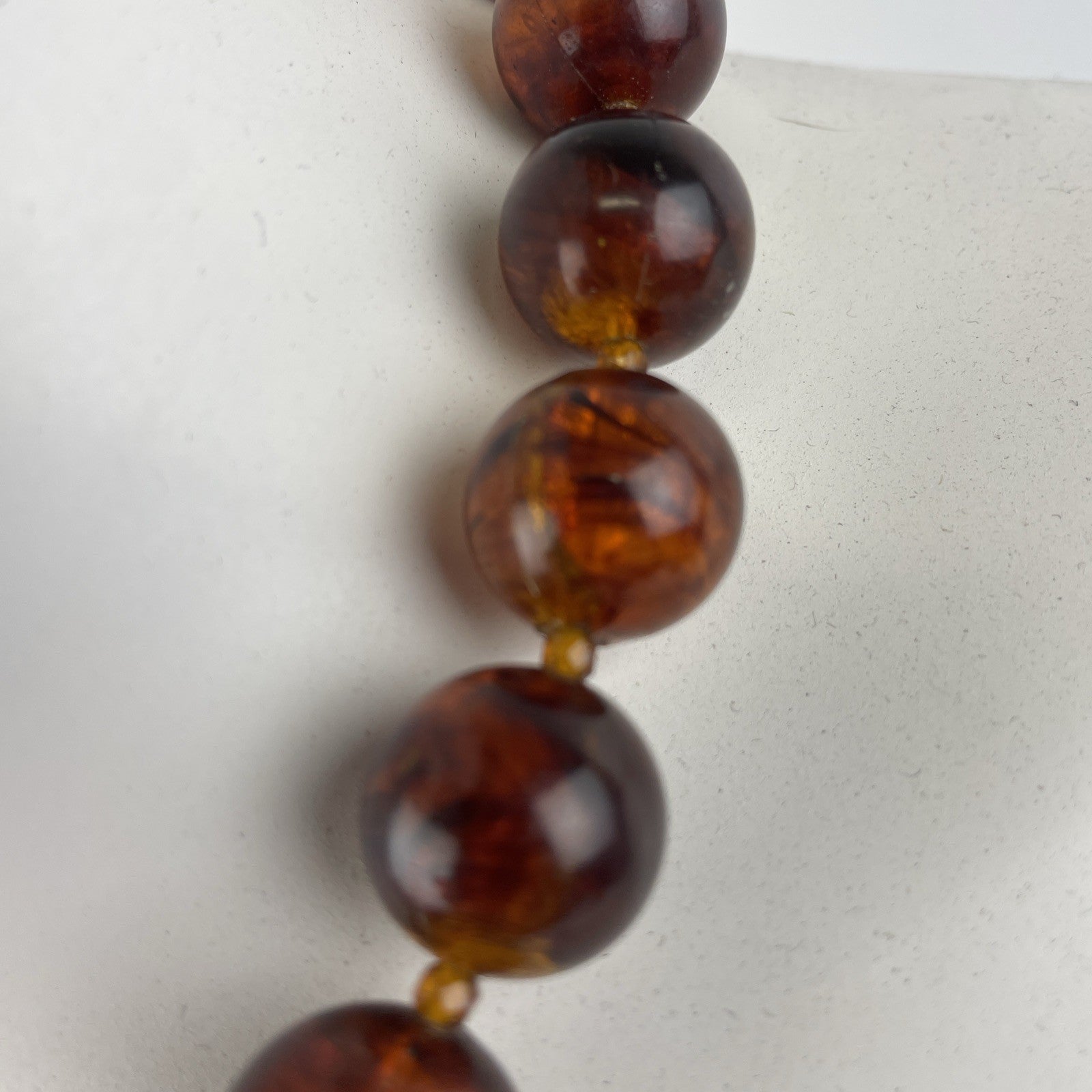 Vintage Dark Brown Graduated Lucite Acrylic Glass Bead Single Strand Necklace