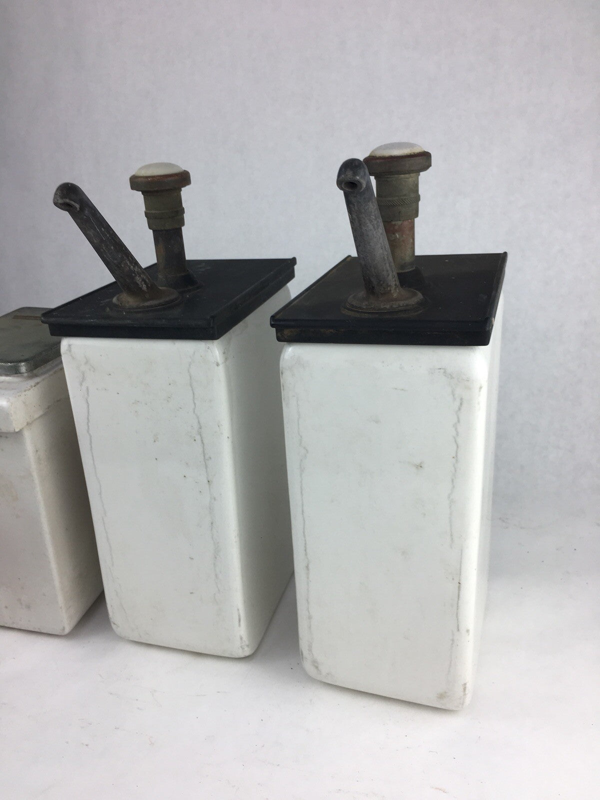 Vintage Porcelain Ice Cream Soda Fountain Topping Dispenser Lot