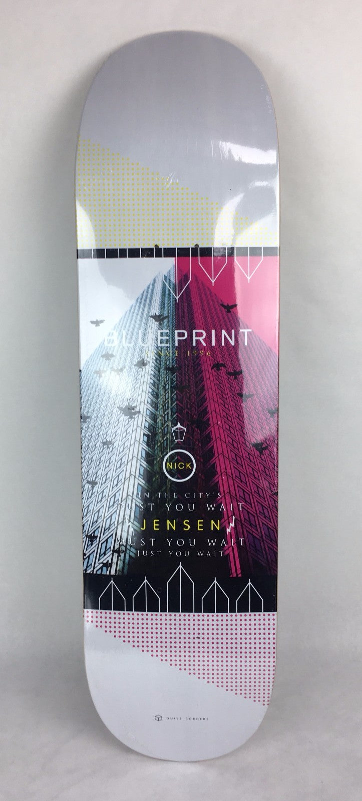 Blueprint Skateboards Nick Jensen Quiet Corners C7 8.5-inch rare hard rock maple skateboard deck.