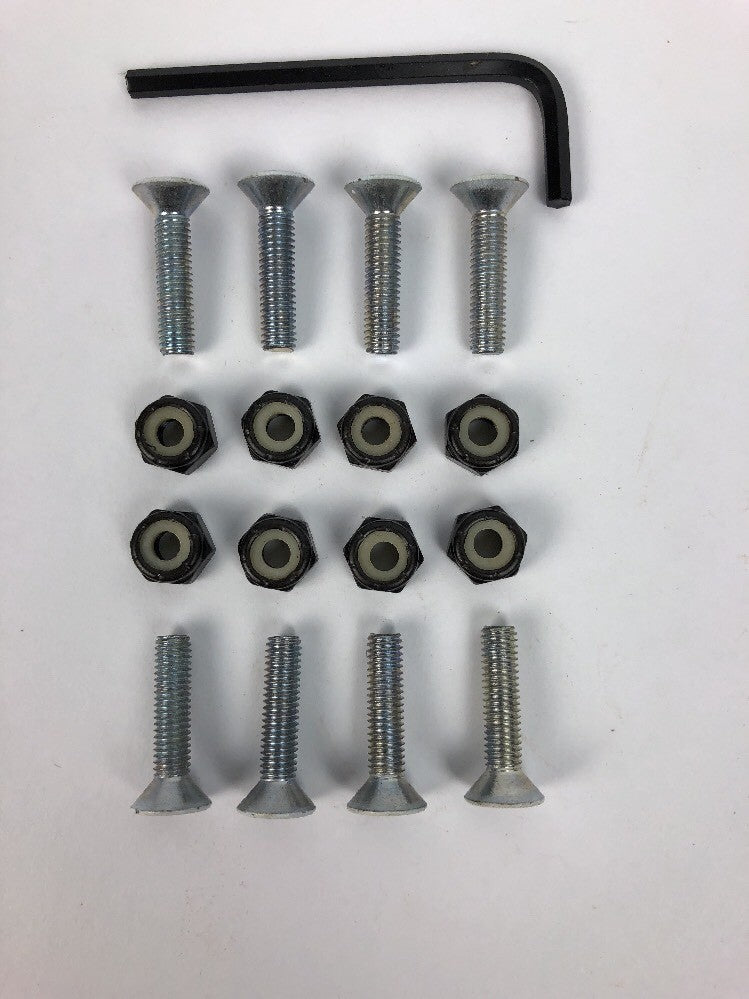 7/8" SILVER Skateboard Hardware By Grind King Grindking OEM Allen Head WHITE TOP