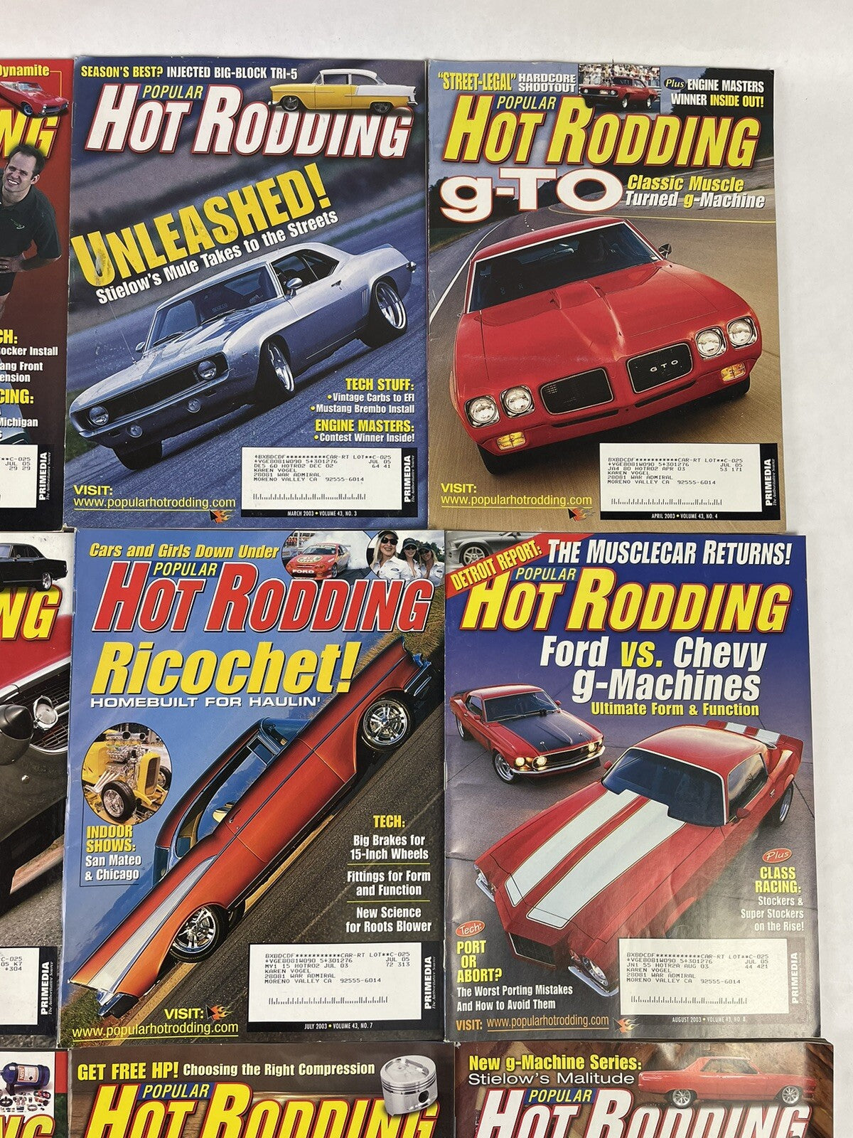 Lot of 12: Hot Rodding MAGAZINES Complete Full Set 12 issues Jan to Dec 2003