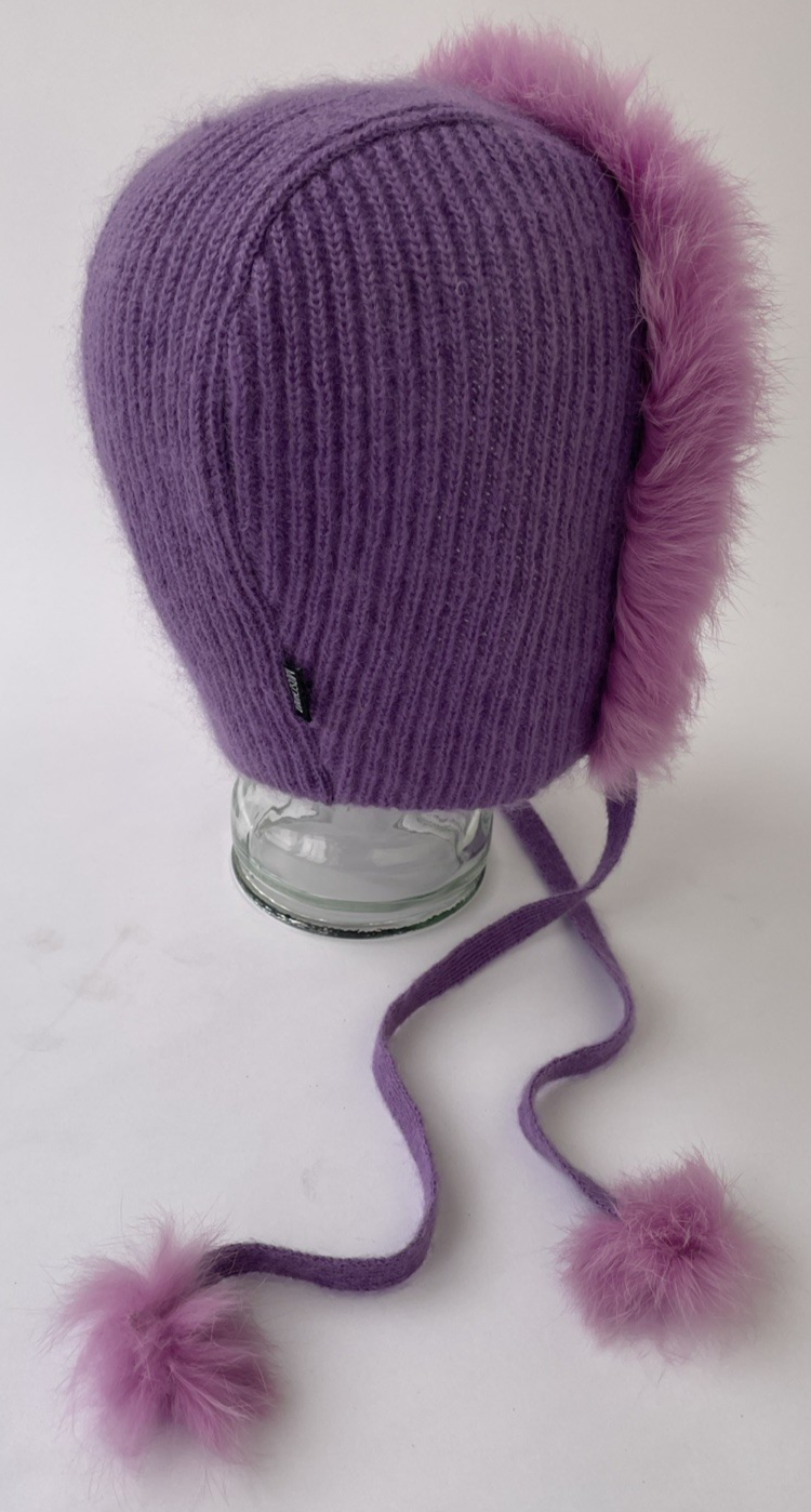 OEM Moschino Knit Mohair Balaclava Hood Hat Natural Women’s Purple Italy OSFM