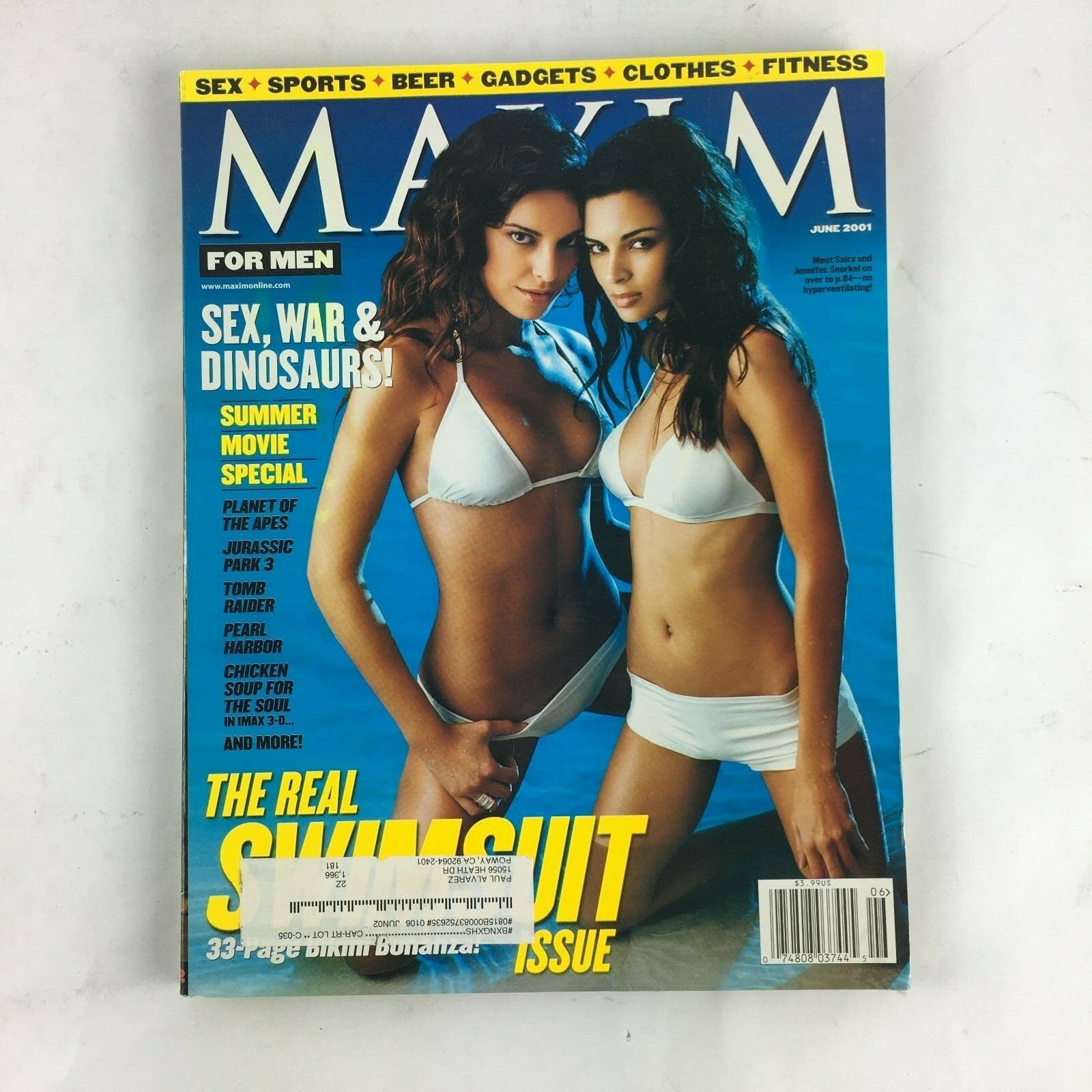 June 2001 Maxim Magazine The Real Swimsuit Issue Sex, War & Dinosaurs!