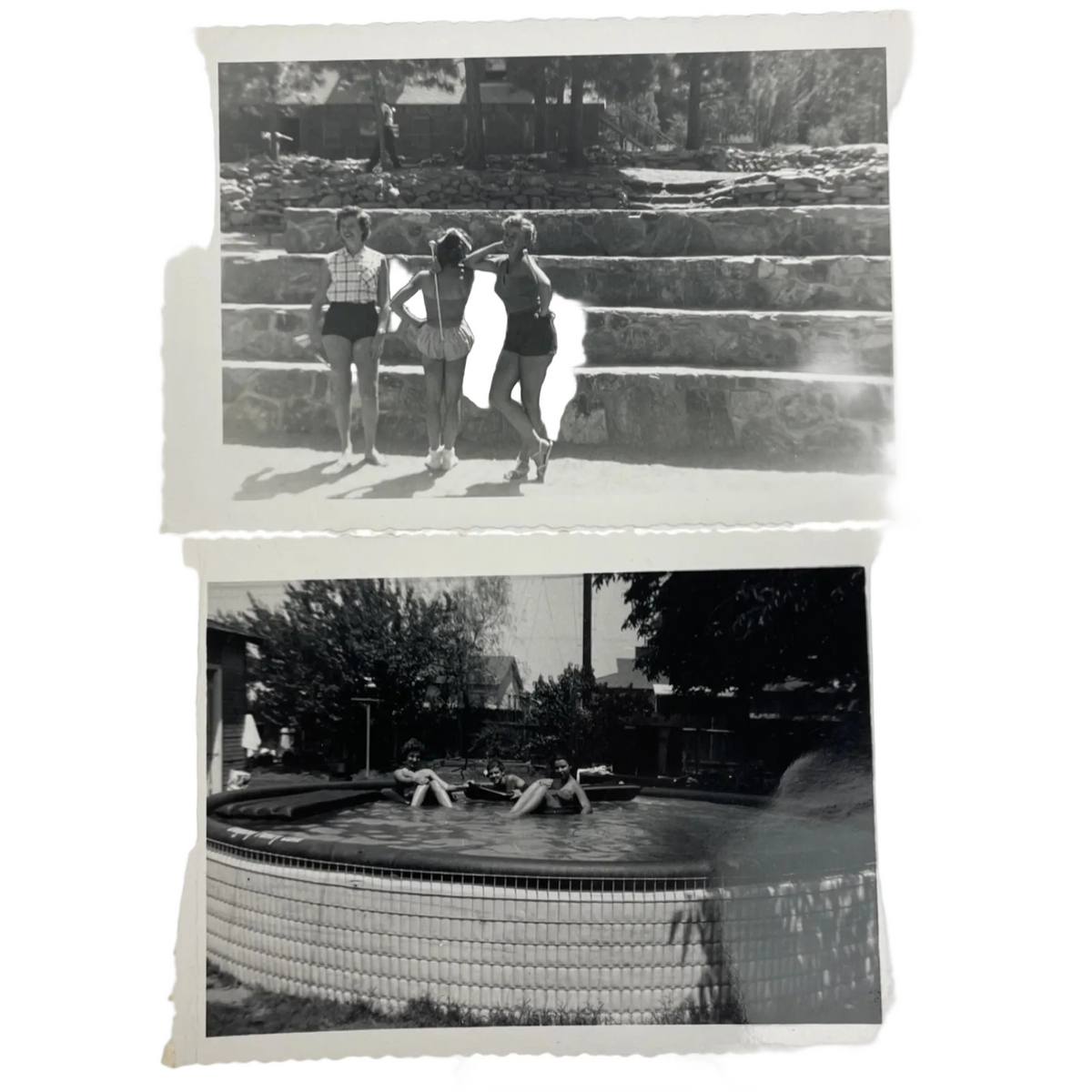 Vintage Photograph 1950's 3 California Girls Baton Twirler's / Swimming Pool