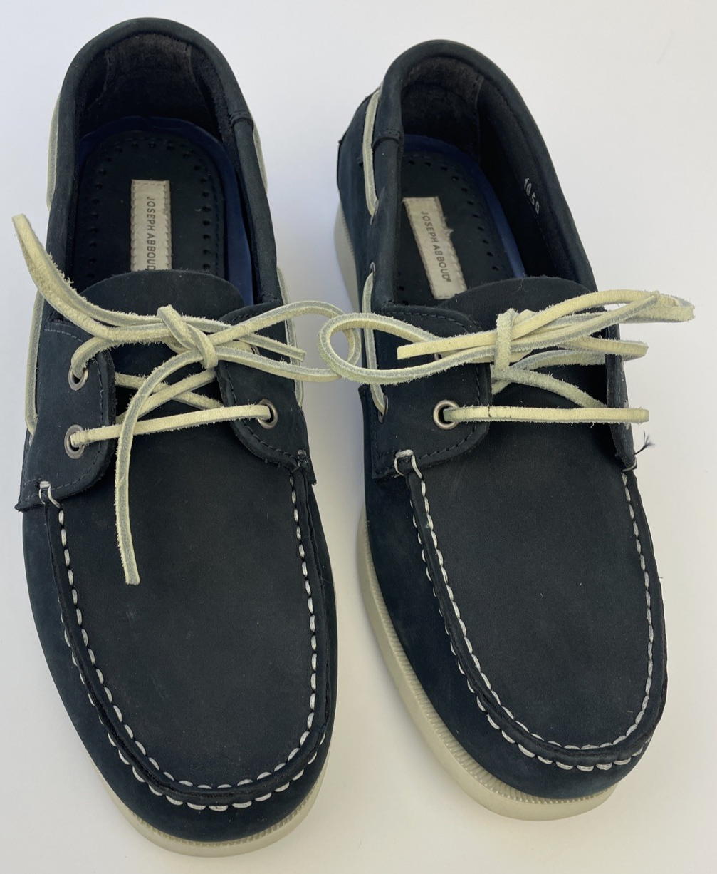 Joseph Abboud Boat Shoes Mens 10.5 Navy Blue Nubuck Leather Moc Toe Deck Loafers