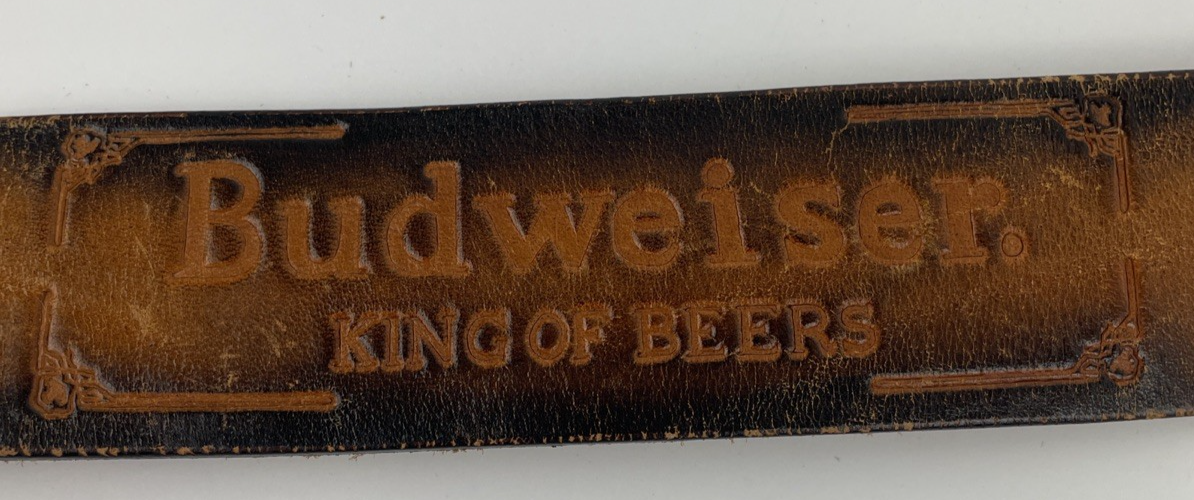 Budweiser Beer Vintage Leather Belt 36" King of Beers No Belt Buckle