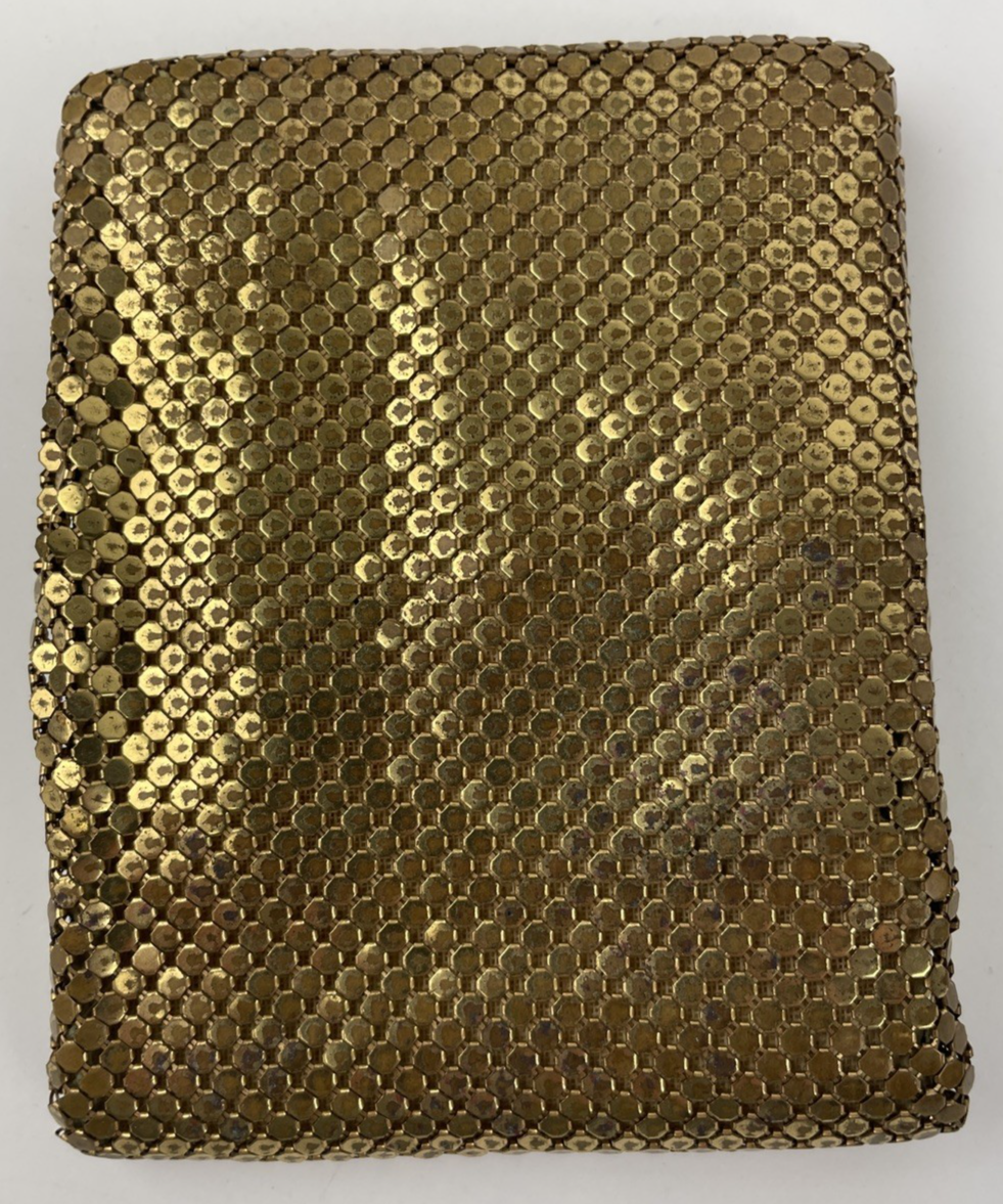 Vintage Whiting & Davis Gold Metal Mesh Chainmail Bi-fold Wallet MCM 1950s