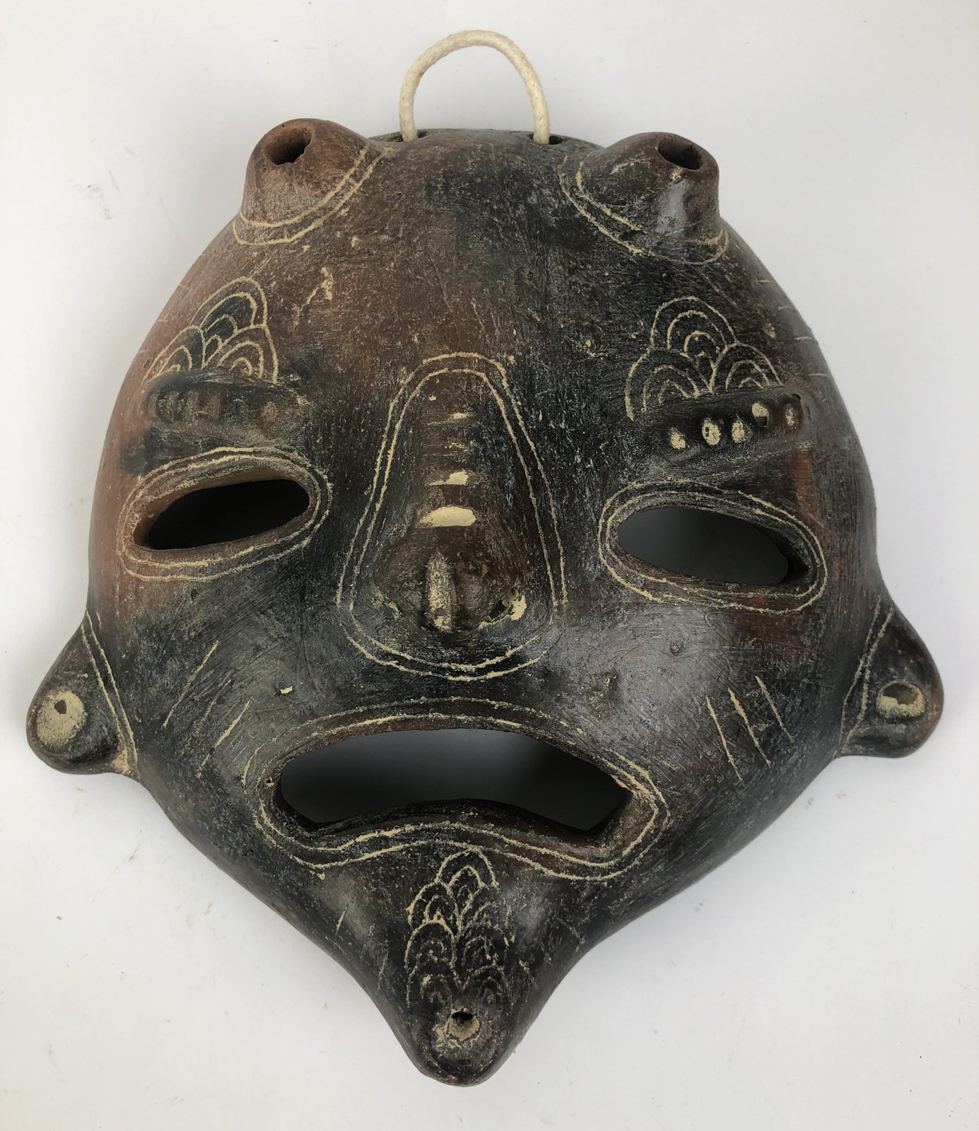 Rare African Art sculpture Terra Cotta Tribal Mask Wall Art - LOOK 8" x 8"