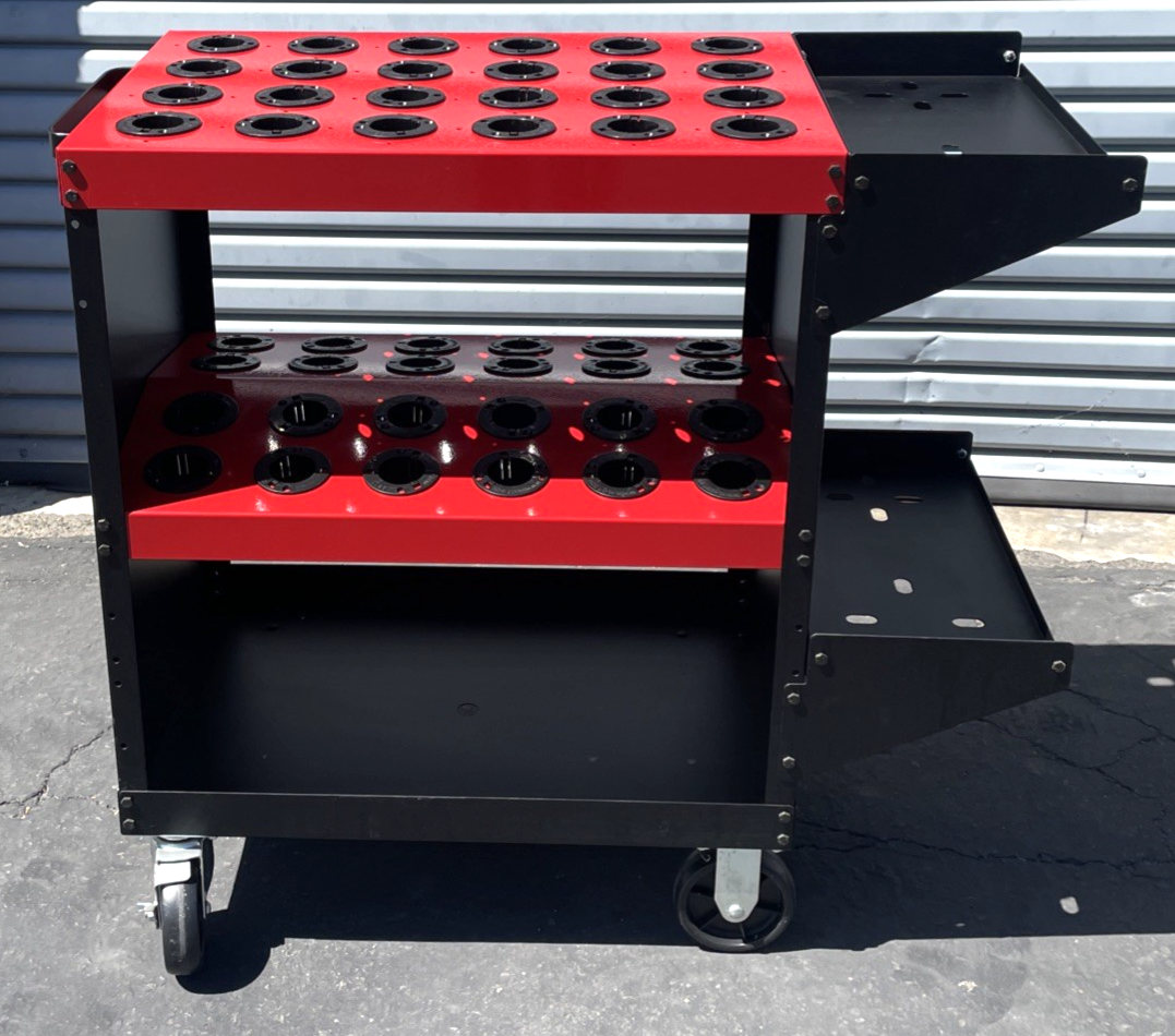 Huot Toolscoot Cat40 40 Taper CNC Rolling Tool Cart 48pc Protective Tool Holder