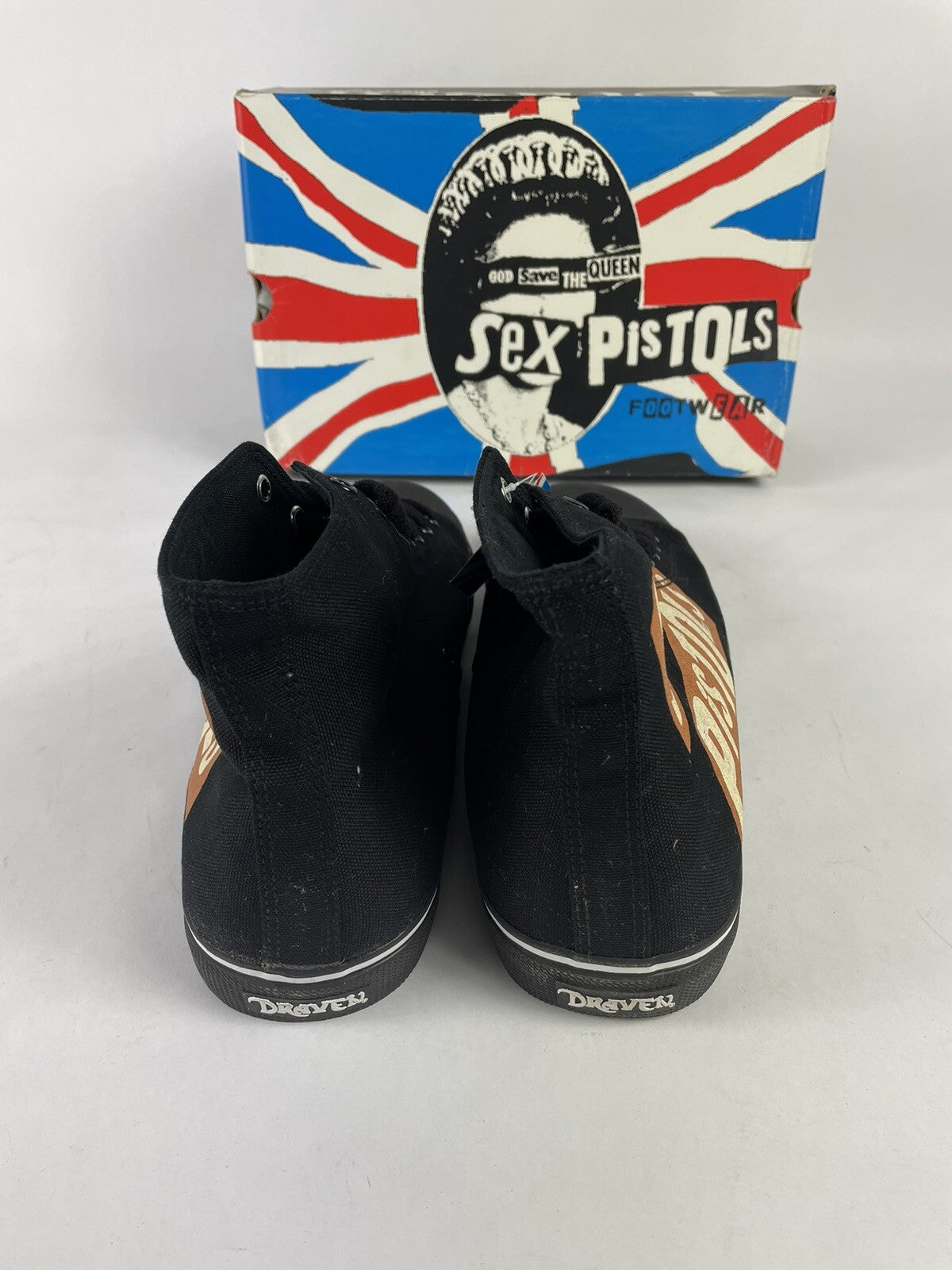 Draven Sex Pistols Punk High top Shoe Vision Street Wear Canvas Retro Size US 13