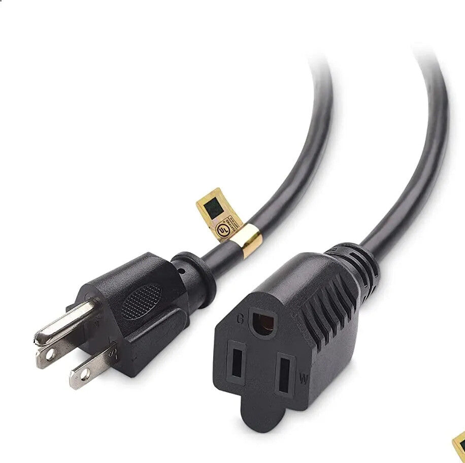 6Ft 16AWG Gauge Heavy Duty US 3-Prong AC Power Extension Cord Cable - UL,CUL,FT1