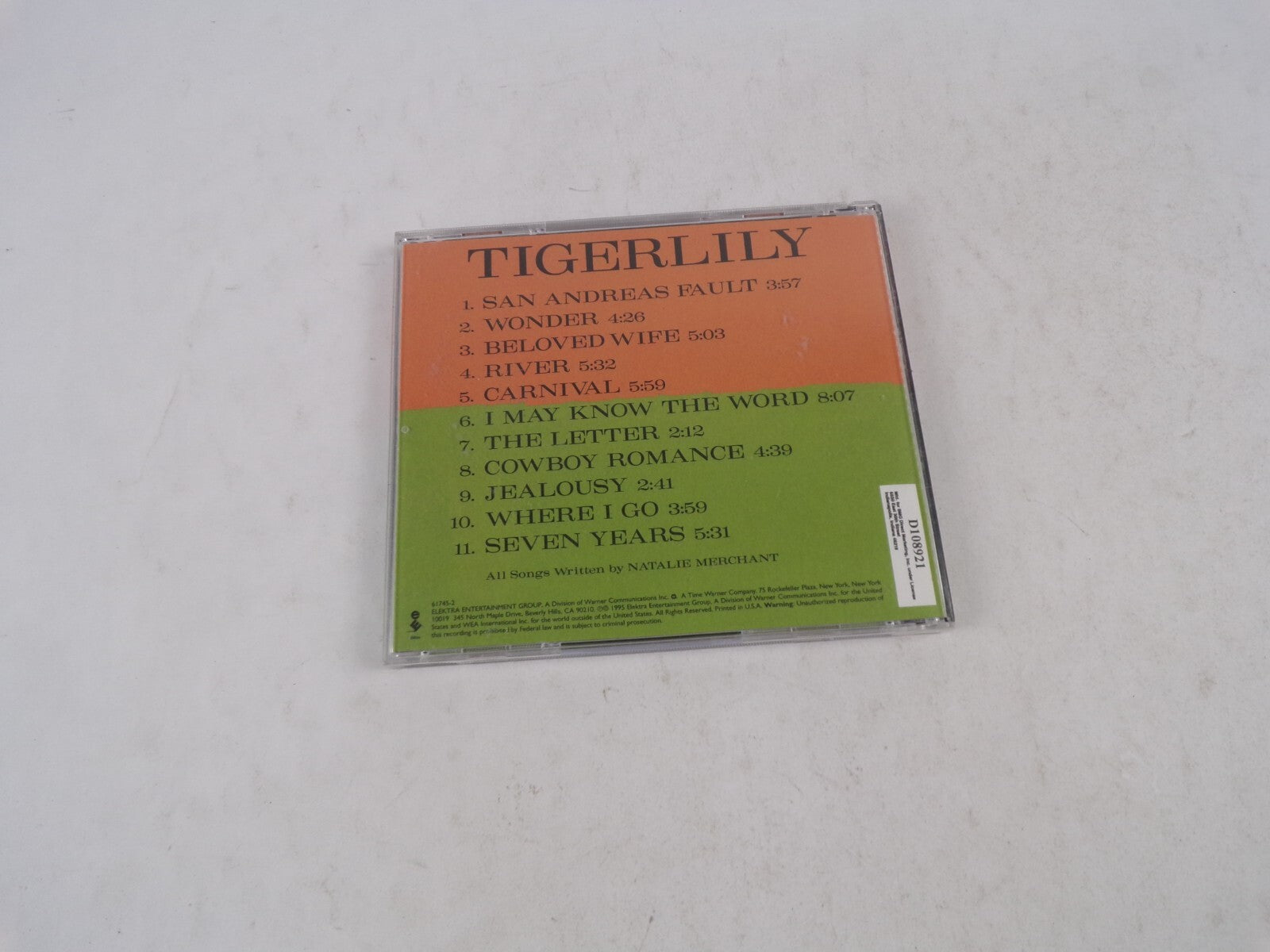 Tigerlily Natalie Merchant San Andreas Fault Wonder Beloved Wife River CD#34