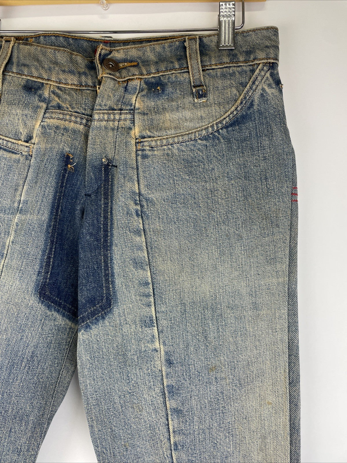 e label x Levis Reconstructed Denim Jeans 26 x 32 low Rise Designer Fashion Wear