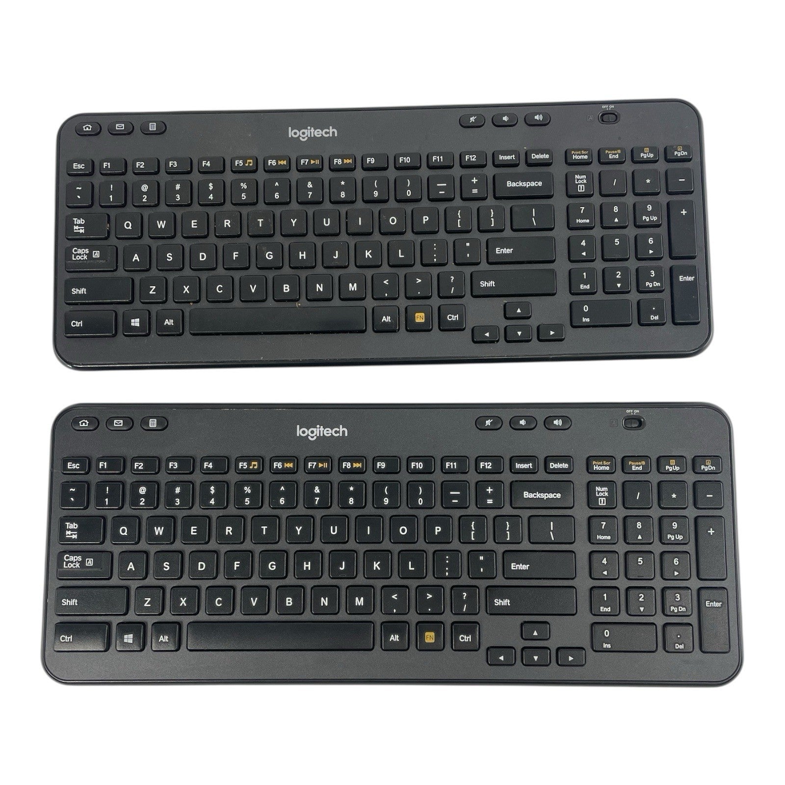 LOT OF 2 Logitech K360 Wireless Keyboard Glossy Black No Dongle Included