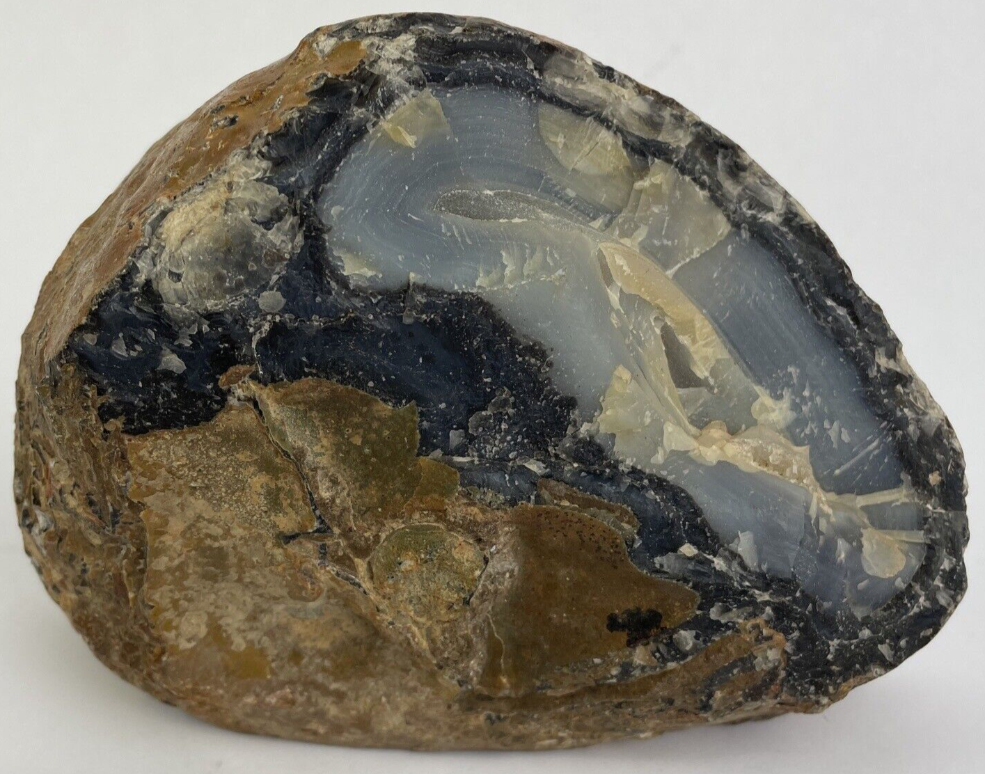 FABULOUS BRAZILIAN POLISHED BLUE LACE AGATE GEODE 5.5" x 4" x 2.5" 3lbs LOOK