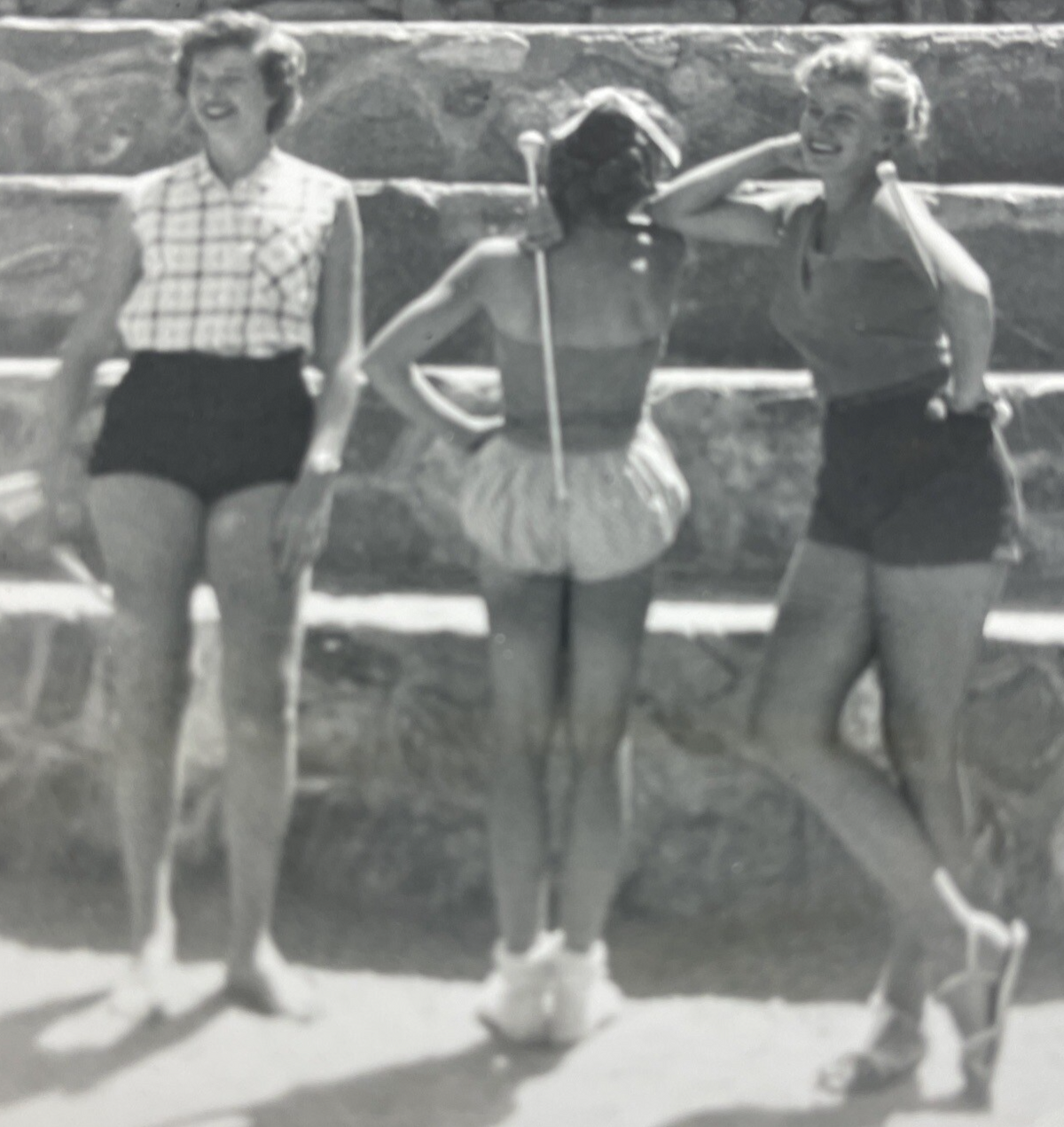 Vintage Photograph 1950's 3 California Girls Baton Twirler's / Swimming Pool