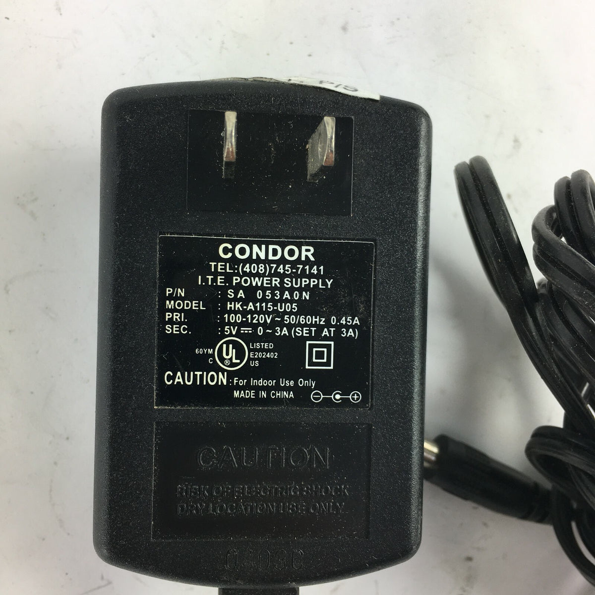 Genuine Condor HK-A115-U05 Output 5V 3A Power Supply Adapter A27
