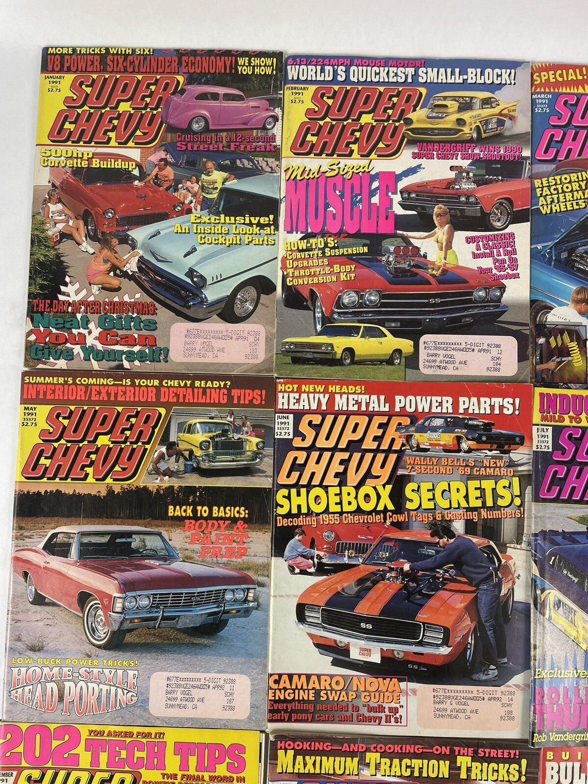 Lot of 12: SUPER CHEVY MAGAZINES Complete Full Set 12 issues Jan to Dec 1991