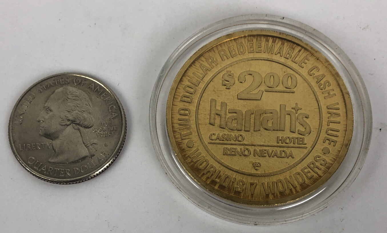 Harrah's Casino RENO 2 Dollar Token 7 Wonders of the World "TAJ MAHAL" w Case