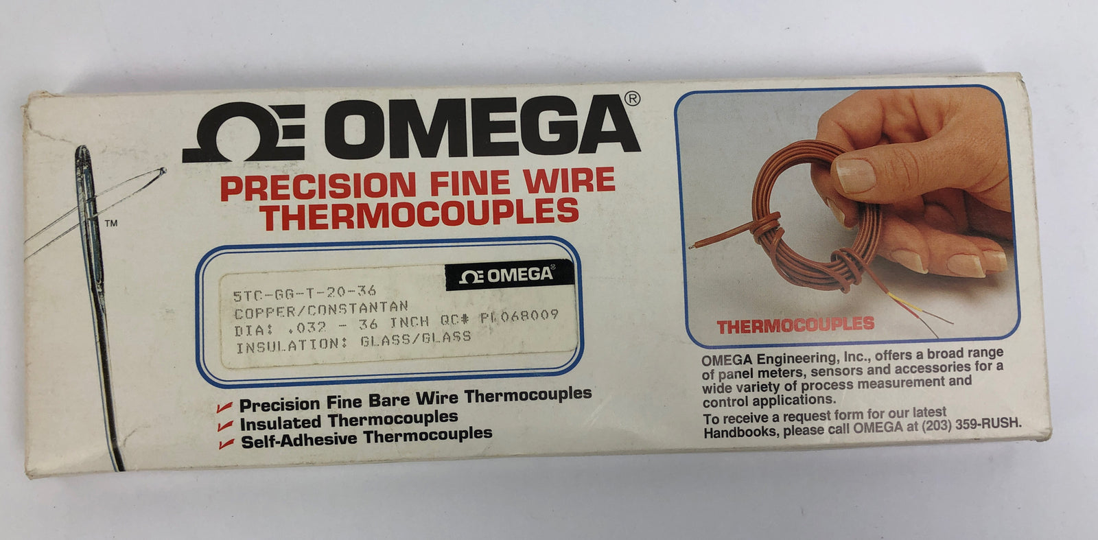 5 x Omega Engineering precision fine wire thermocouples 36" .032 Diam.    LOOK