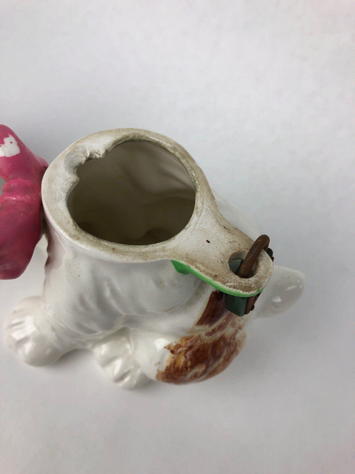 Vtg ESD Lefton Puppy Pal Locking Coin Bank anthropomorphic Japan dog lid rare 7”