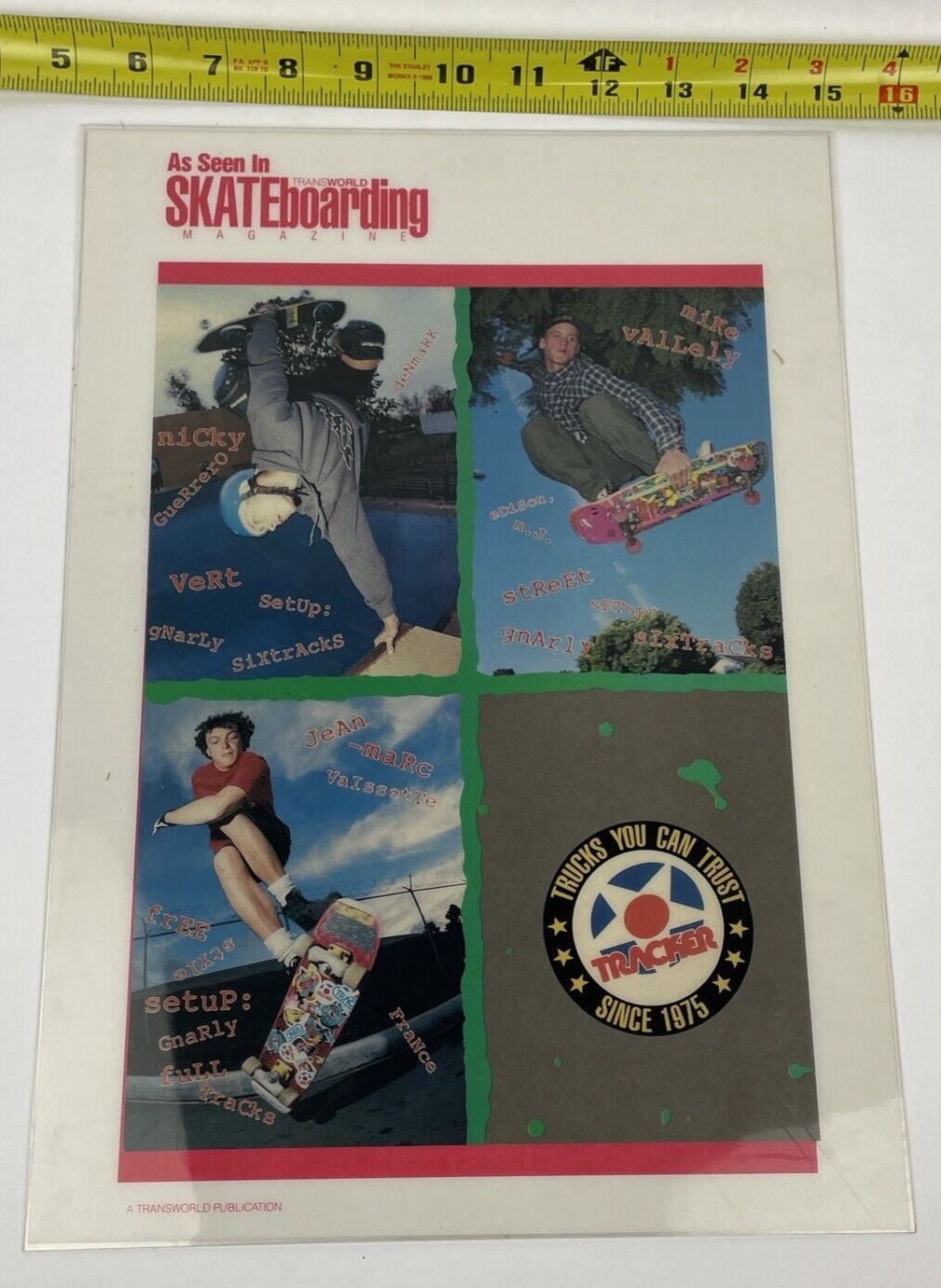 Huge lot of vintage Tracker Trucks trade show display advert proofs and skateboarding memorabilia.