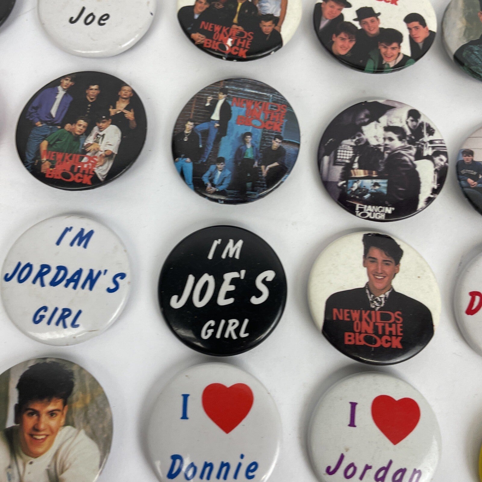 Lot of 45 New Kids On The Block buttons pins keychain and vintage NKOTB collectibles from the 90s and Y2K era