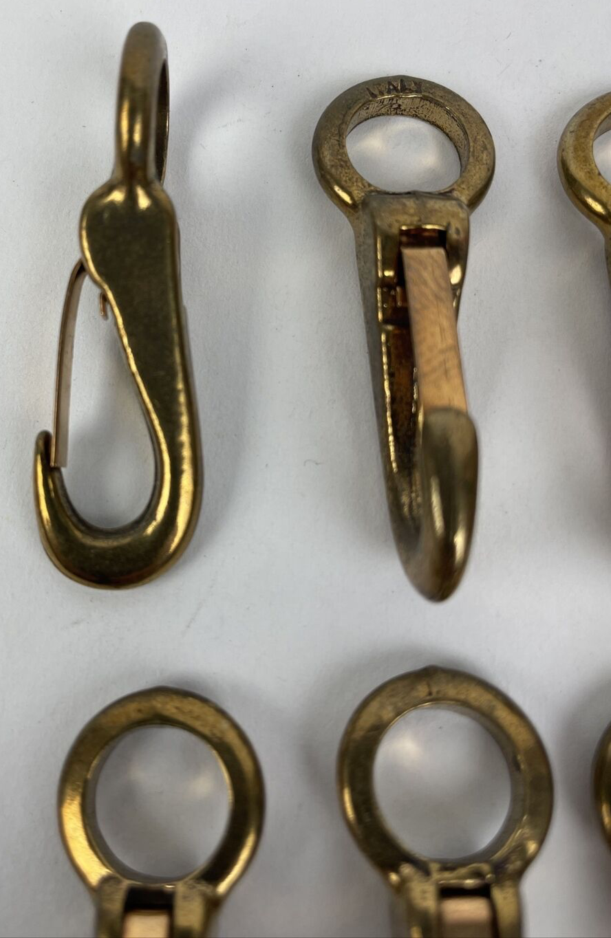 Lot of 10 x Vintage 2” Brass Snap Hook Clips Bimini Sailboat Nautical Marine #1
