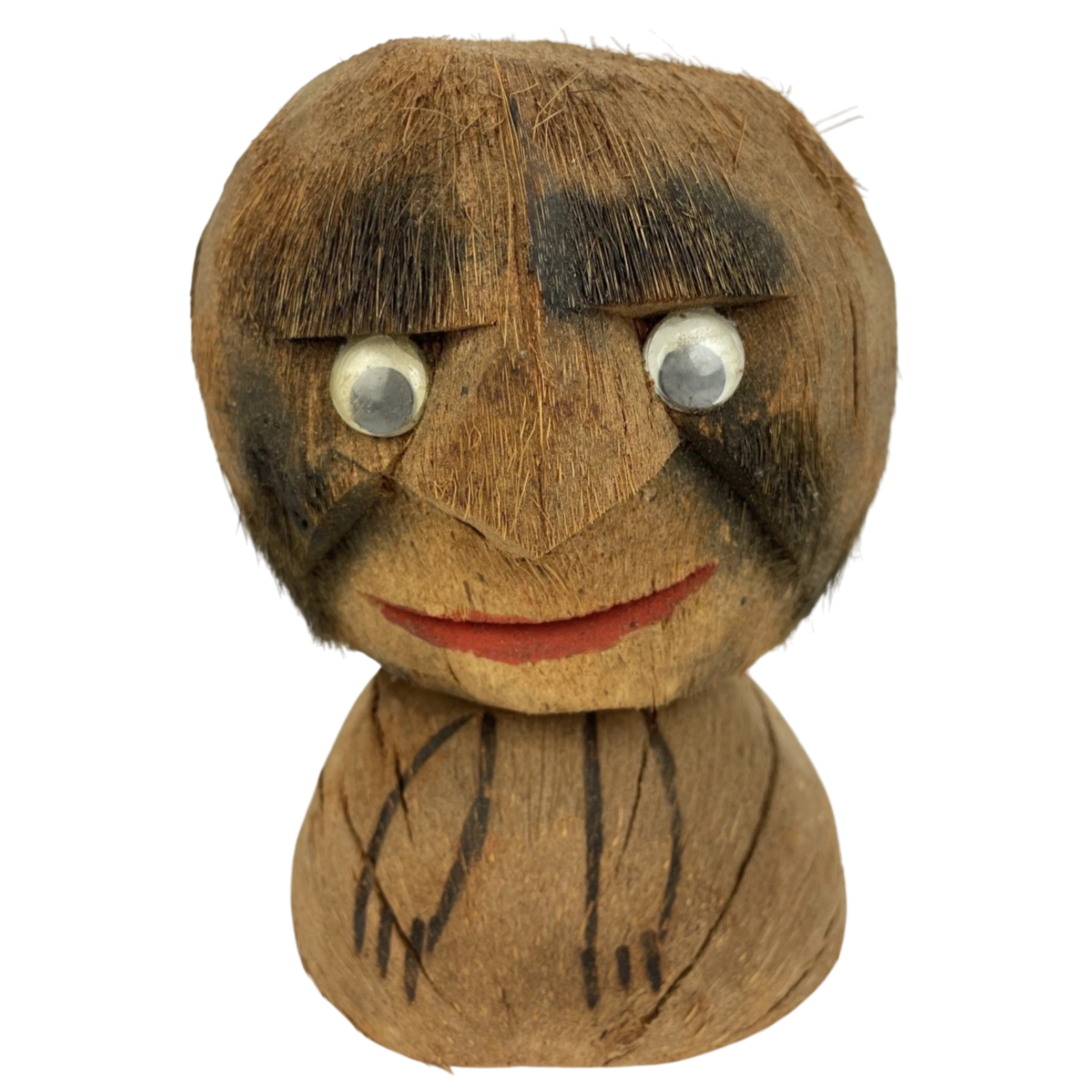 Coconut Carved Hand Made Tribal Native Head Decor Google Eyes Very Creepy