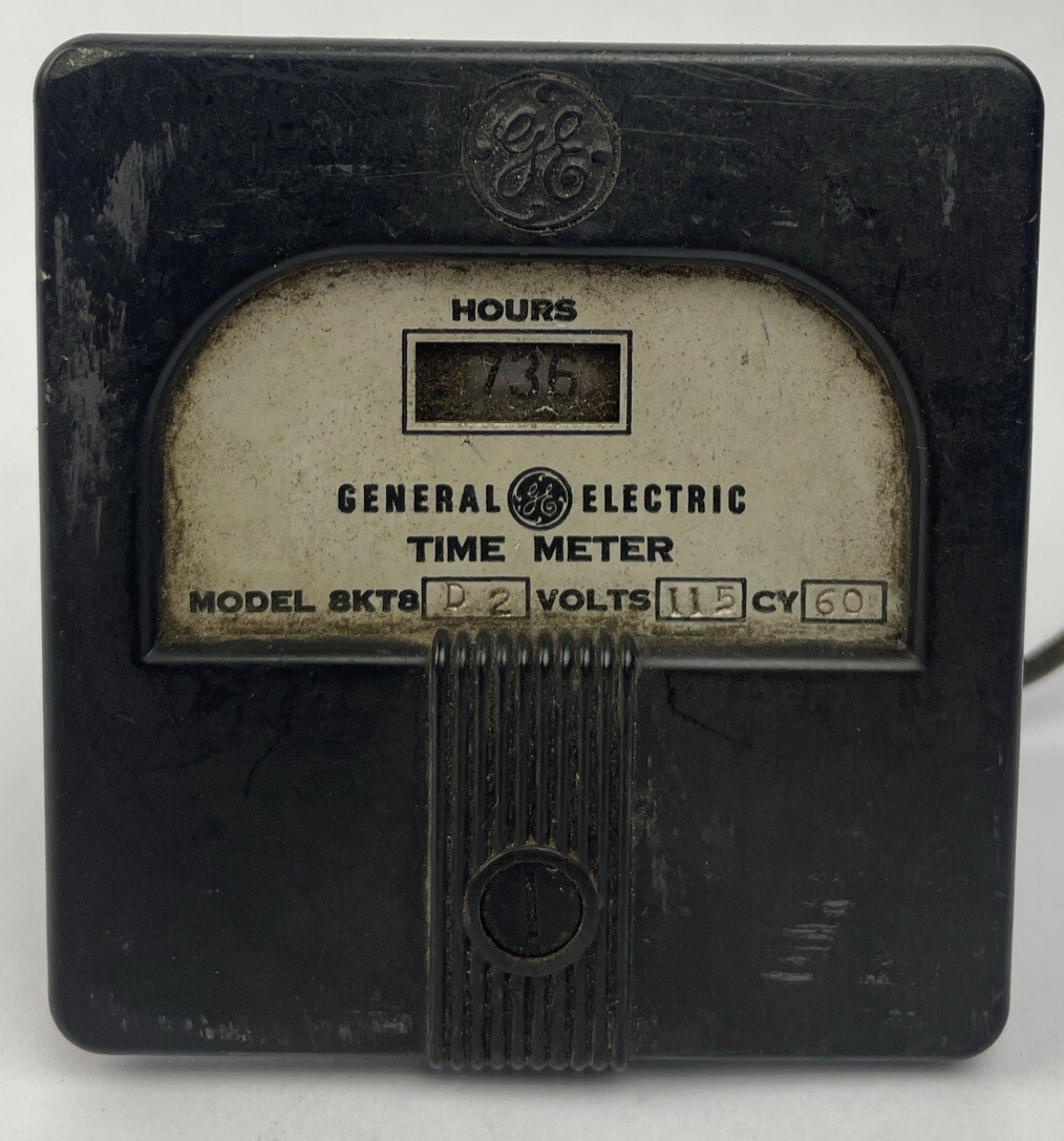 Vintage General Electric GE Time Meter Hourly Model 8KT8 Steam Punk Telechron