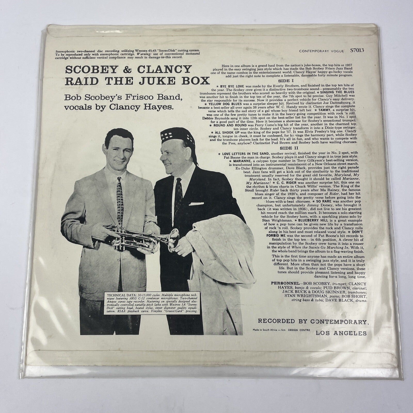 BOB SCOBEY & CLANCY: raid the jukebox CALIFORNIA 12" LP 33 RPM * Swinging Jazz