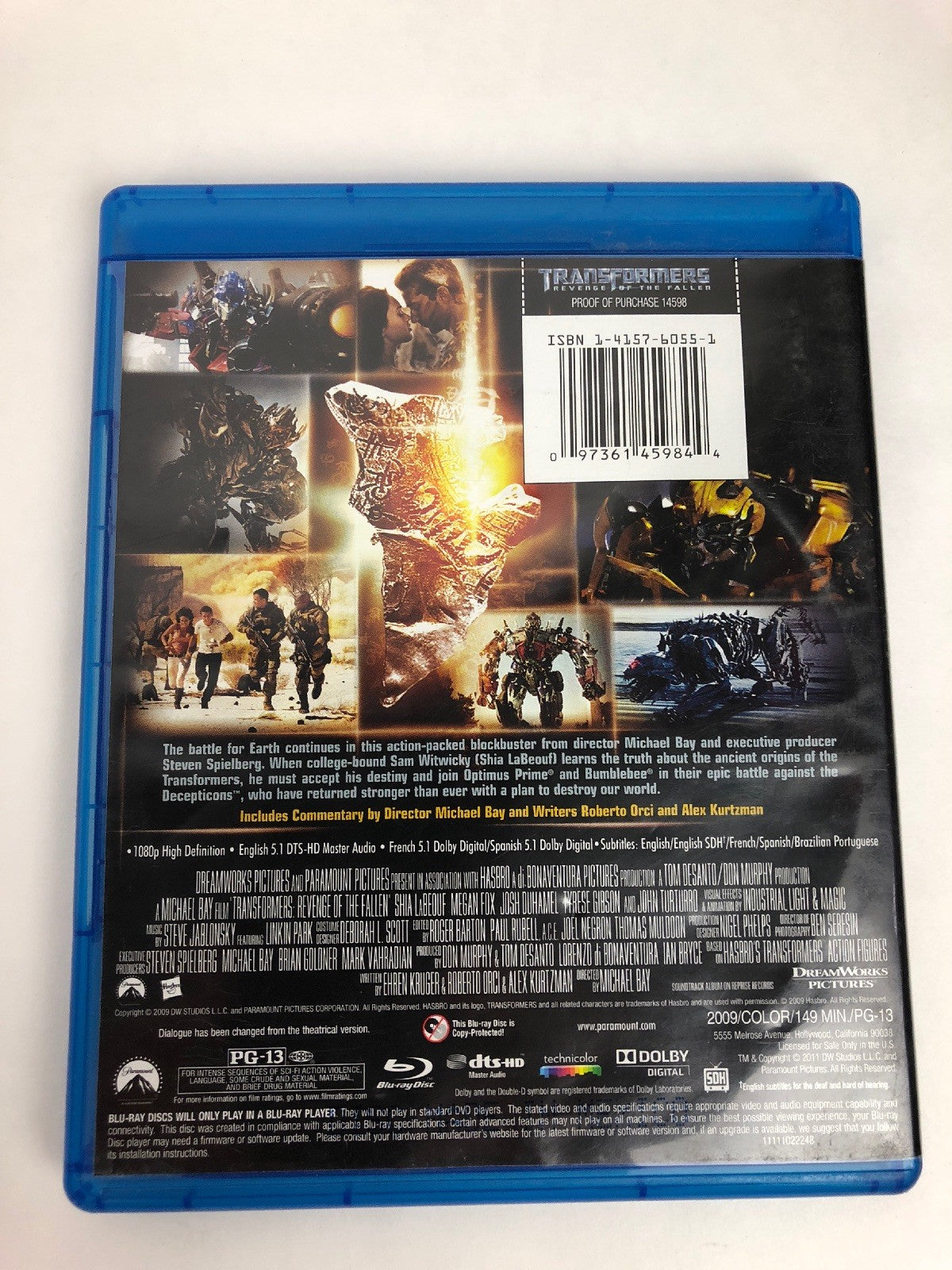 TRANSFORMERS - REVENGE OF THE FALLEN  (BLU RAY) Mint Disc Fast Free Shipping