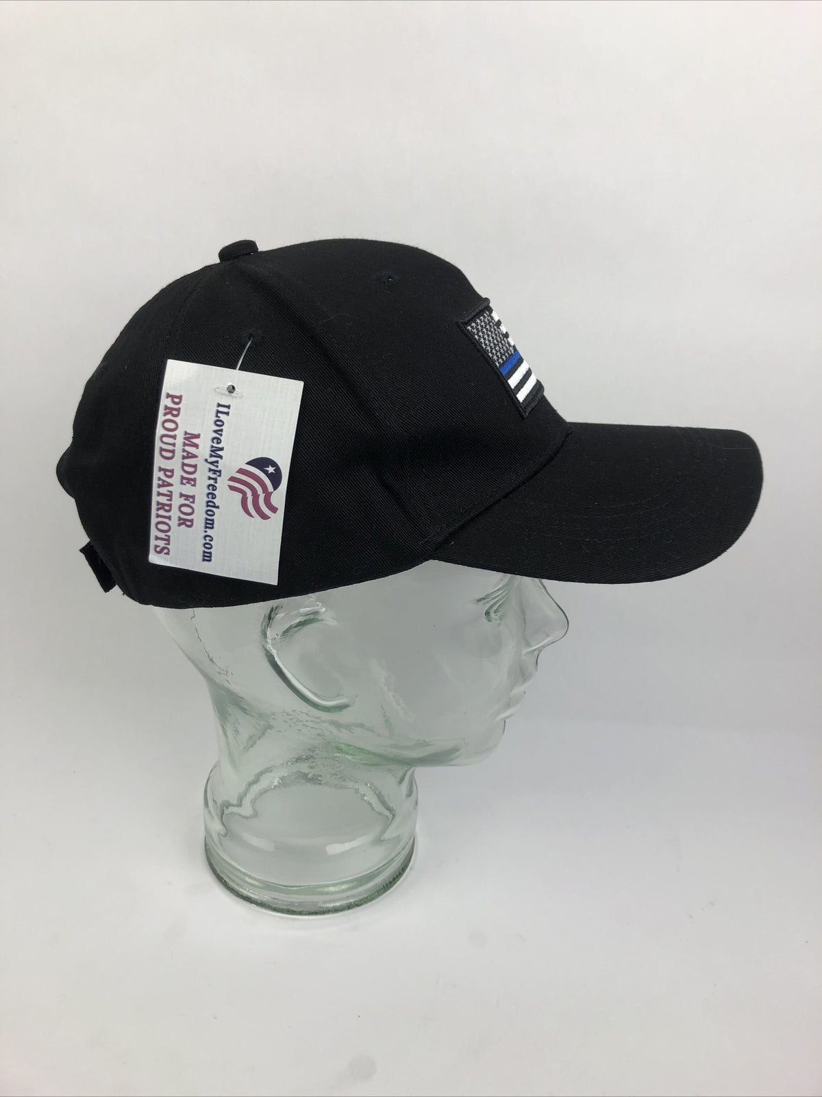 Thin Blue Line Police Hat American Flag Thin Blue Line Headwear Ball Cap, Black