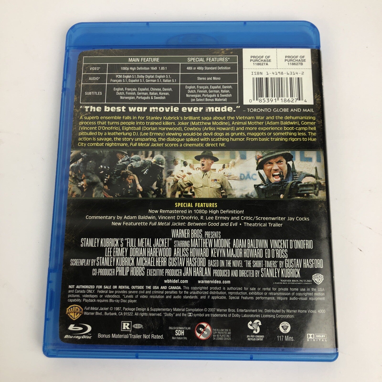 FULL METAL JACKET (1987) BLU RAY Modine Ermey D'Onofrio MINT DISC GUARANTEED