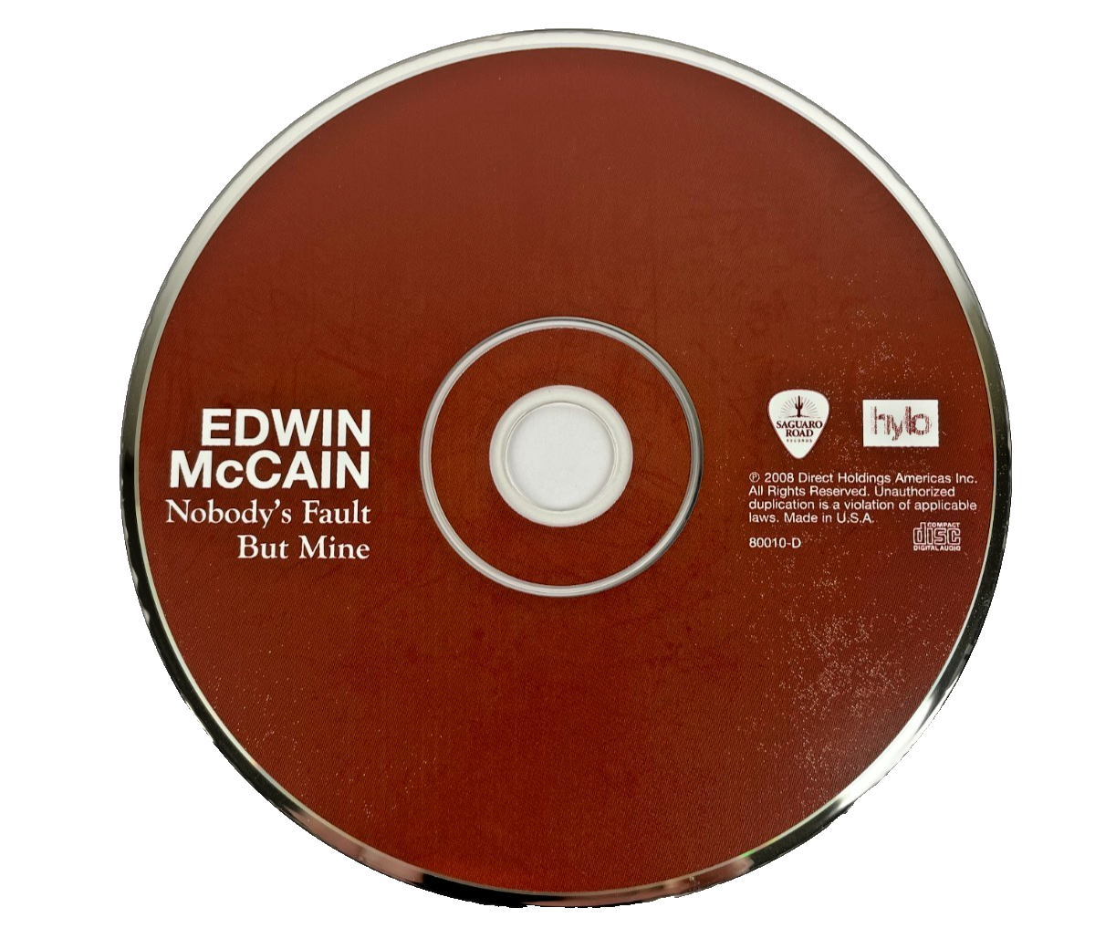 Edwin McCain Nobody’s Fault But Mine Digital Audio CD Saguaro Road Records 2008